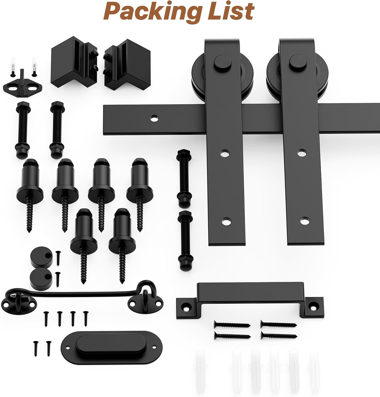 Thumbnail 5 de Signstek 6.6 FT Barn Door Hardware Kit, J-Shape Track, Black with Handles and Latch