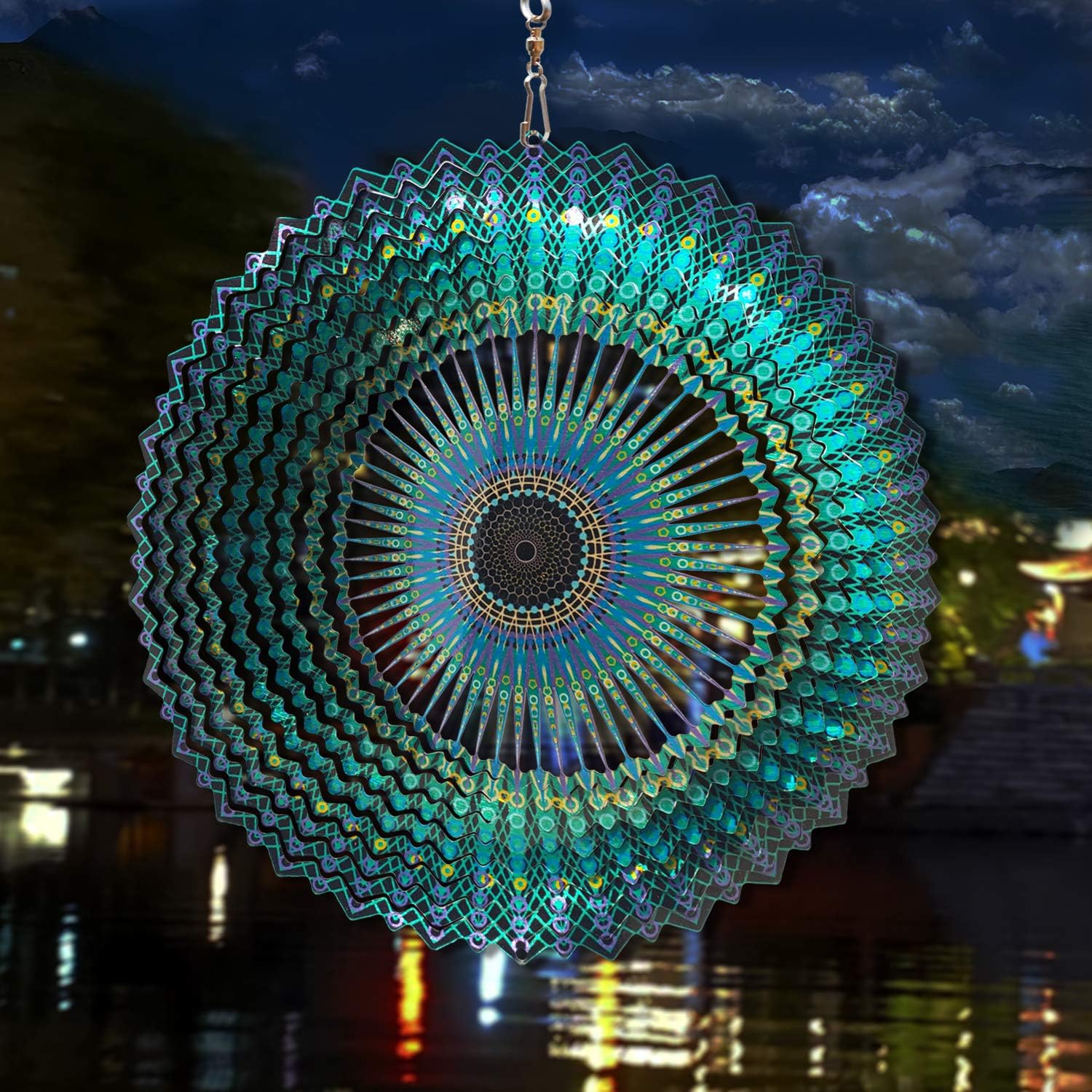 Detalle de FONMY Wind Spinner Mandala 12-inch