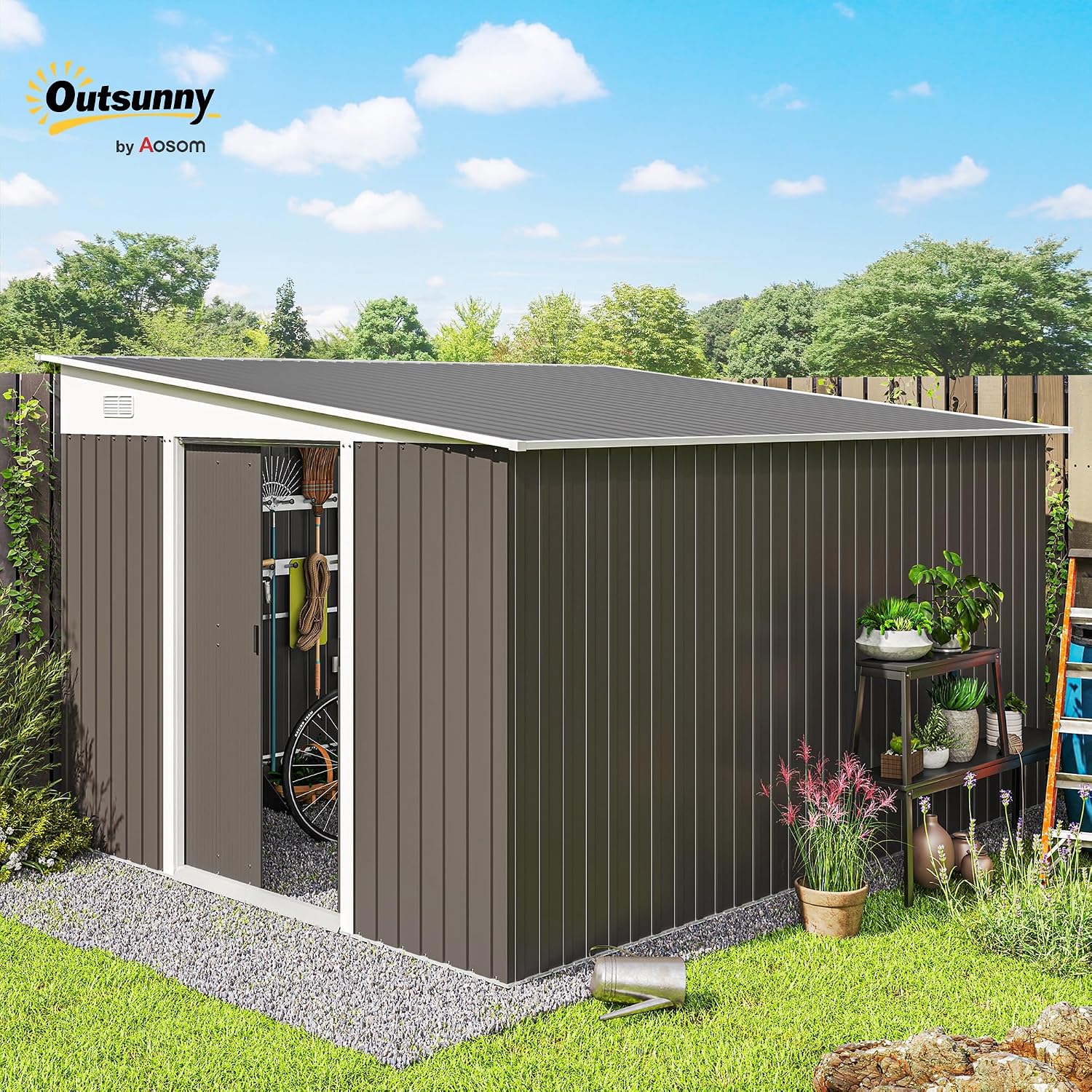 Detalle 2 de Outsunny Cobertizo 8,9 m² para jardín