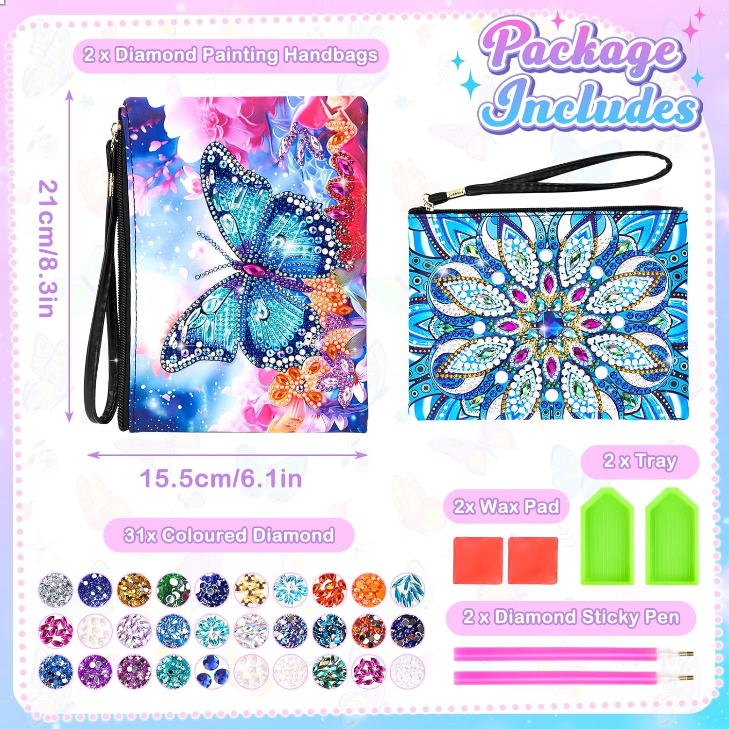 Thumbnail 6 de Flnlano Diamond Art Handbags Kit for Kids (Ages 6-15) – Creative Craft Gift for Girls 8-12