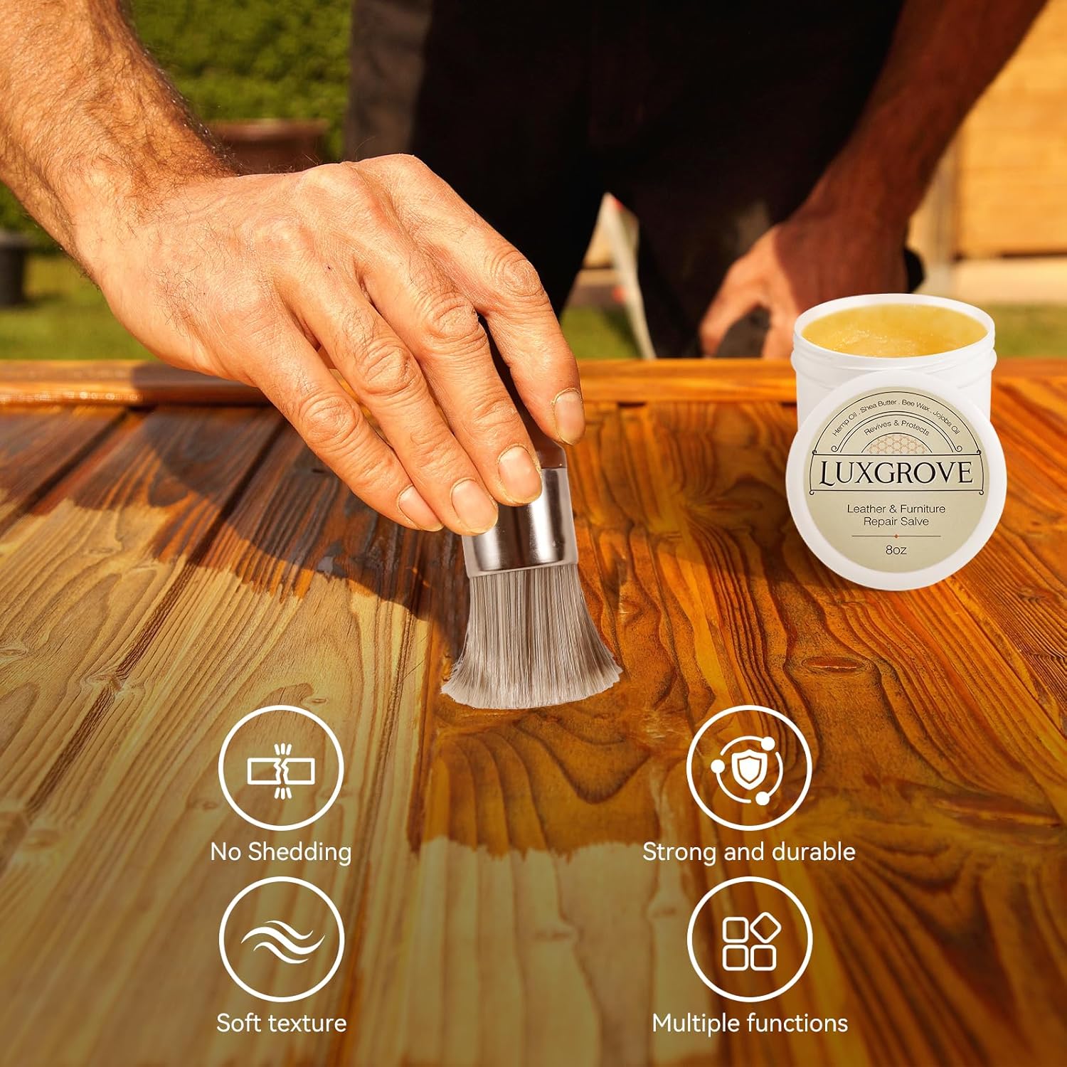 Detalle de LUXGROVE Leather & Furniture Salve Brush for Leather, Wood & Car Interiors