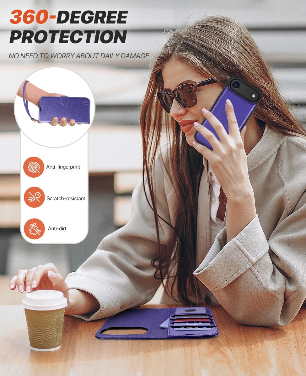 Thumbnail 6 de OCASE Handyhülle für iPhone Air 6,5 Zoll – 2‑in‑1 Magnet, RFID, PU-Leder, violett
