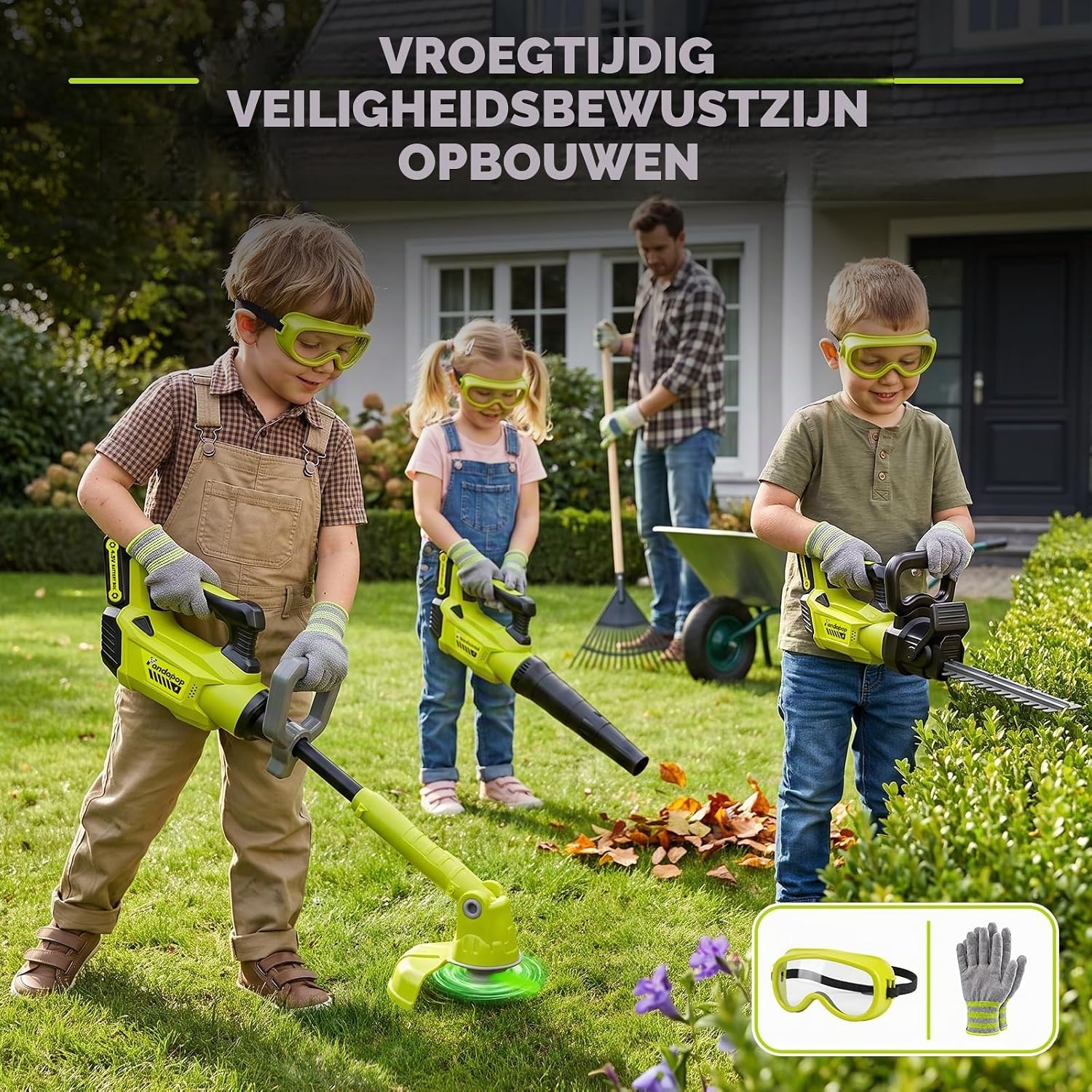 Thumbnail 4 de Pandapop T2044 3-in-1 tuingereedschap voor kinderen met licht en geluid