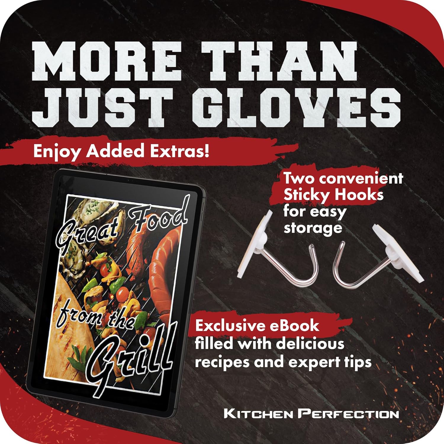 Thumbnail 3 de KITCHEN PERFECTION Silicone Smoker Oven Gloves 3-pc set