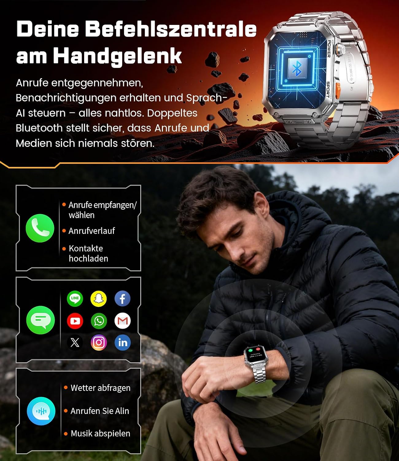 Detalle de EF2 Ultra Smartwatch 1,96" Militar