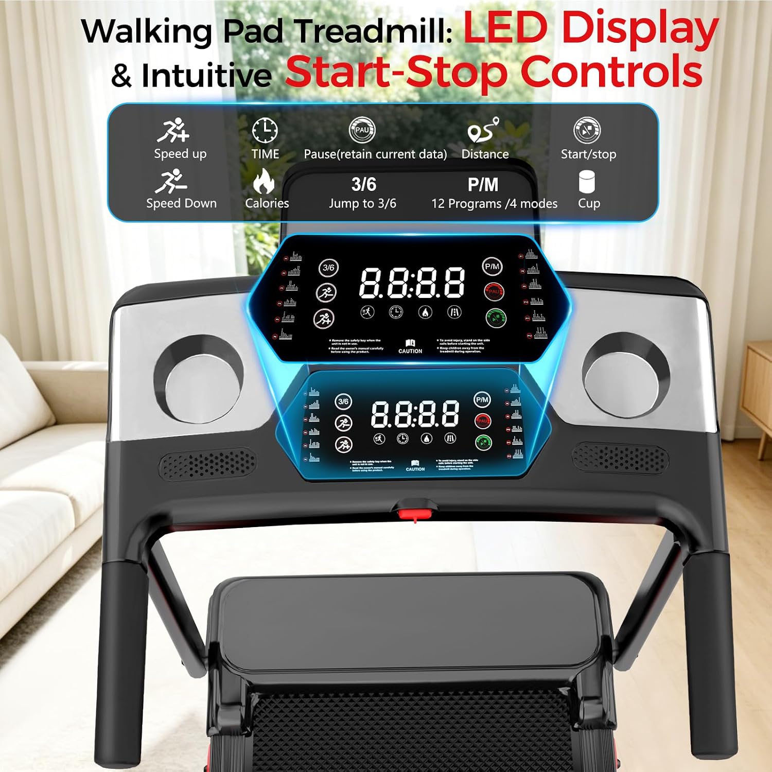 Detalle de ShineMaos Walking Pad Treadmill with Handlebar, Folding Design, 3.0 HP Motor