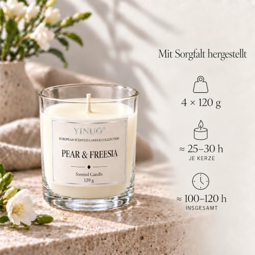 Detalle de YINUO LIGHT Duftkerzen-Set aus Sojawachs, 4 Düfte als Geschenkset