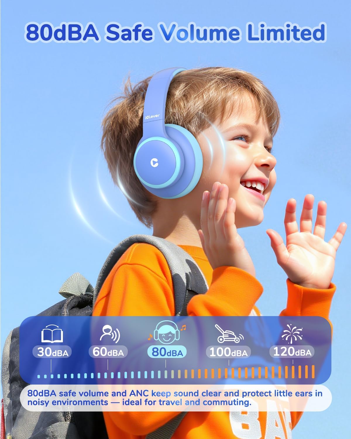 Thumbnail 3 de iClever BTH26 kids ANC headphones 60H