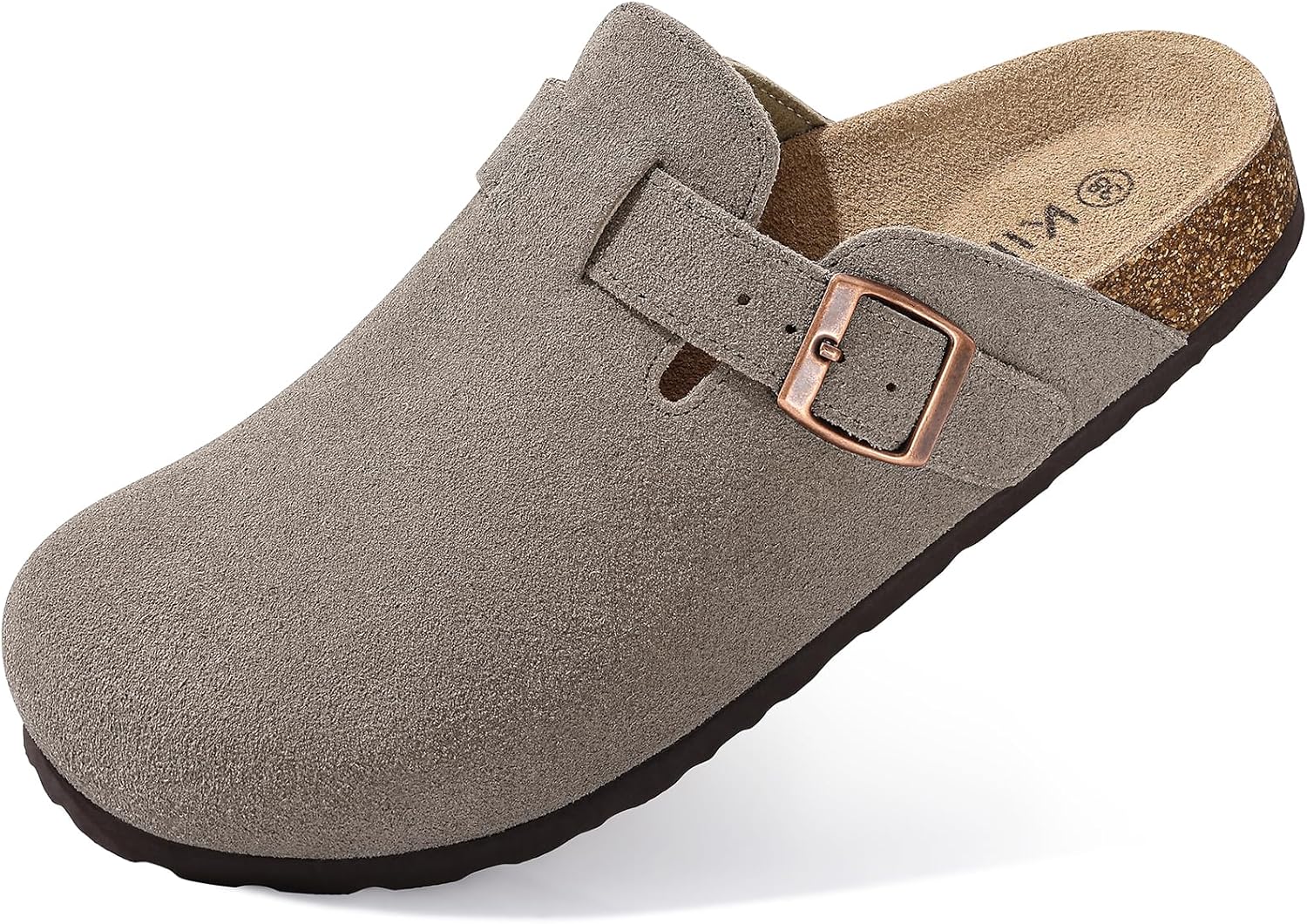 Thumbnail 6 de KIDMI Genuine Suede Clogs for Women with Cork Footbed, Arch Support & Adjustable Metal Buckle Straps
