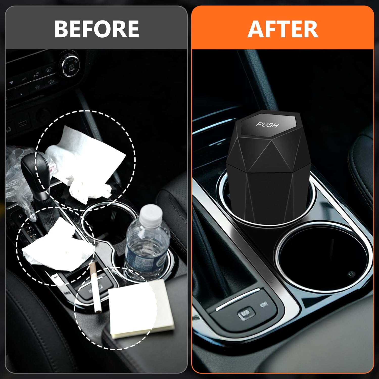 Thumbnail 5 de OUDEW Car Trash Can with Lid - 2-Pack: Leakproof, Compact Organizer with 30 Bags