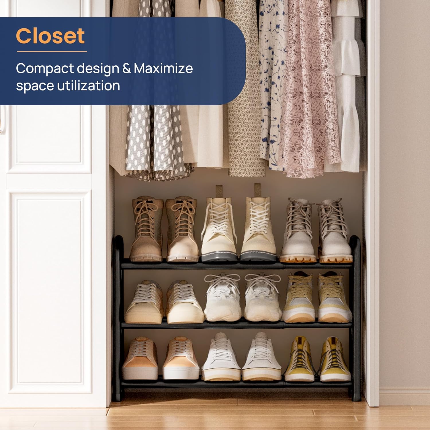 Detalle 2 de ENJOYBASICS Expandable Shoe Rack 3-Tier