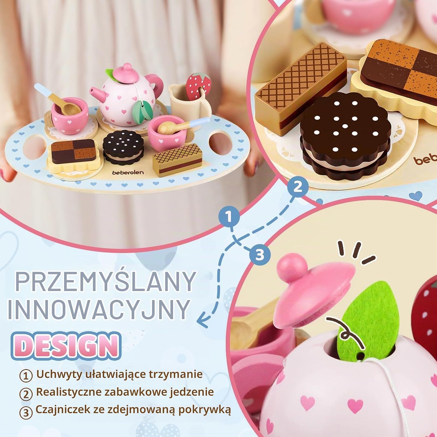 Thumbnail 3 de Beberolen JY-AXT – drewniany zestaw do herbaty dla dzieci, różowy