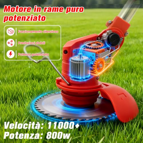 Thumbnail 2 de OUTIGO Decespugliatore a batteria con 2 batterie e 4 lame – versatilità per prato e cespugli