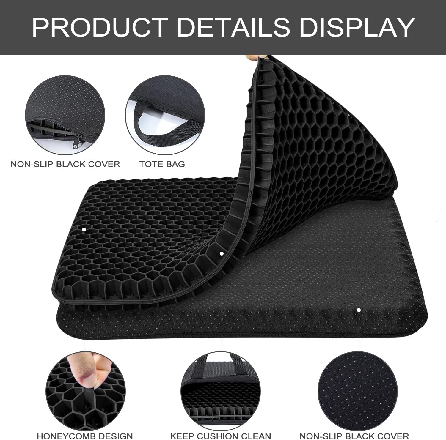 Detalle de Fzitiy TYT-8 Gel Seat Cushion, Double-Layer Honeycomb Design
