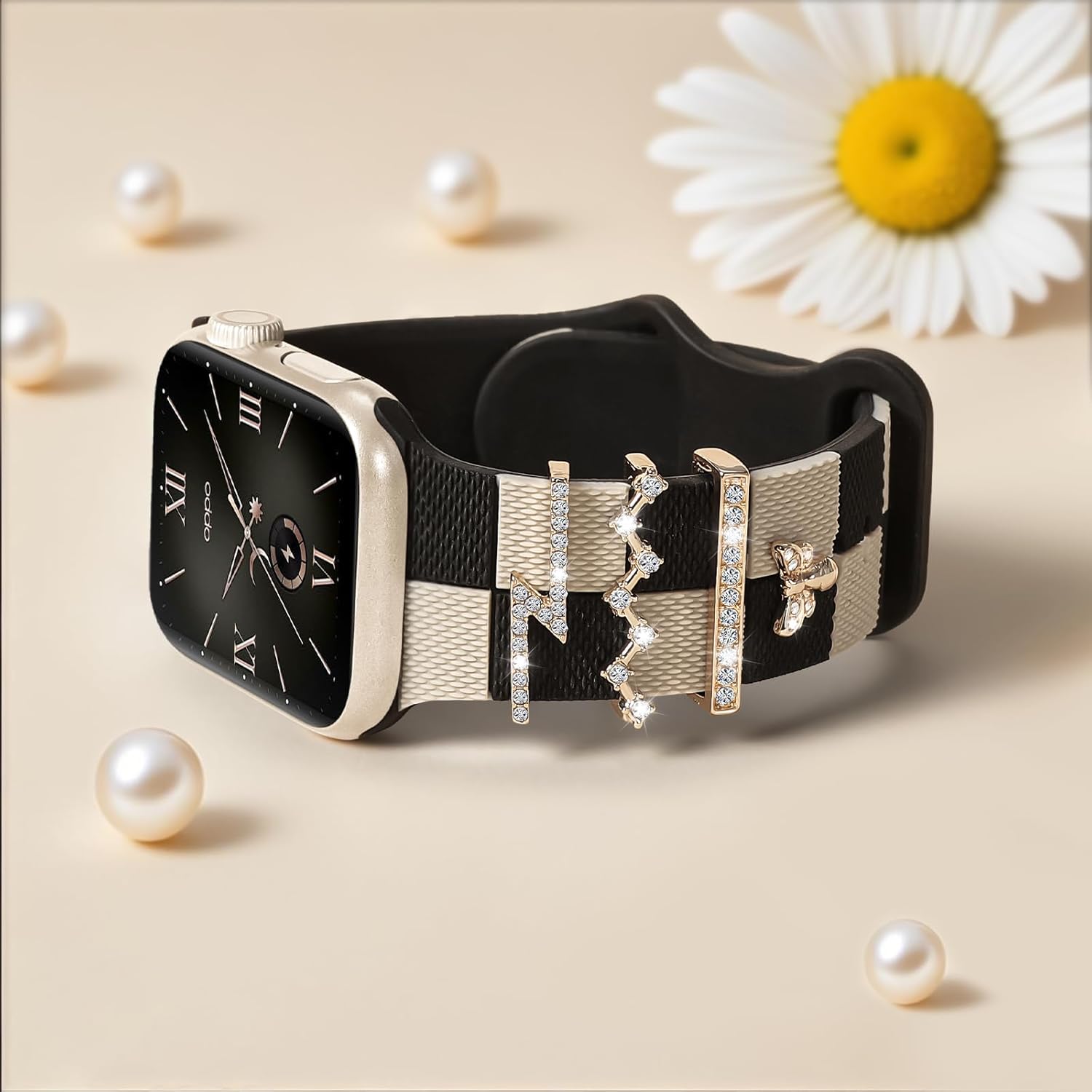 Thumbnail 2 de Silicone Watch Band with Bling Bee Charms for Apple Watch (38–49mm)