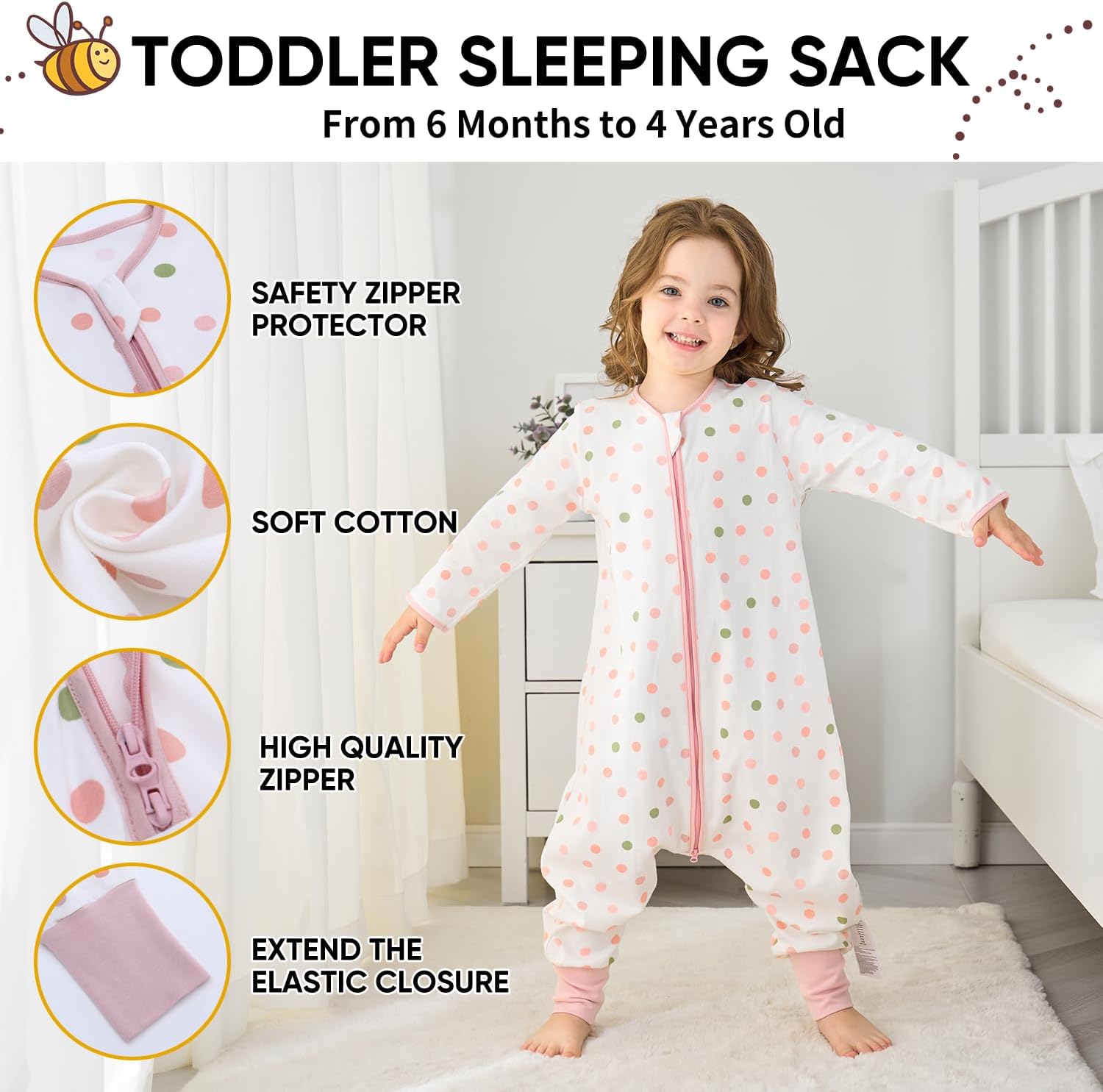 Thumbnail 3 de Baby Schlafsack Sommer mit Füßen 0,5 TOG aus 100% Baumwolle mit Ärmeln