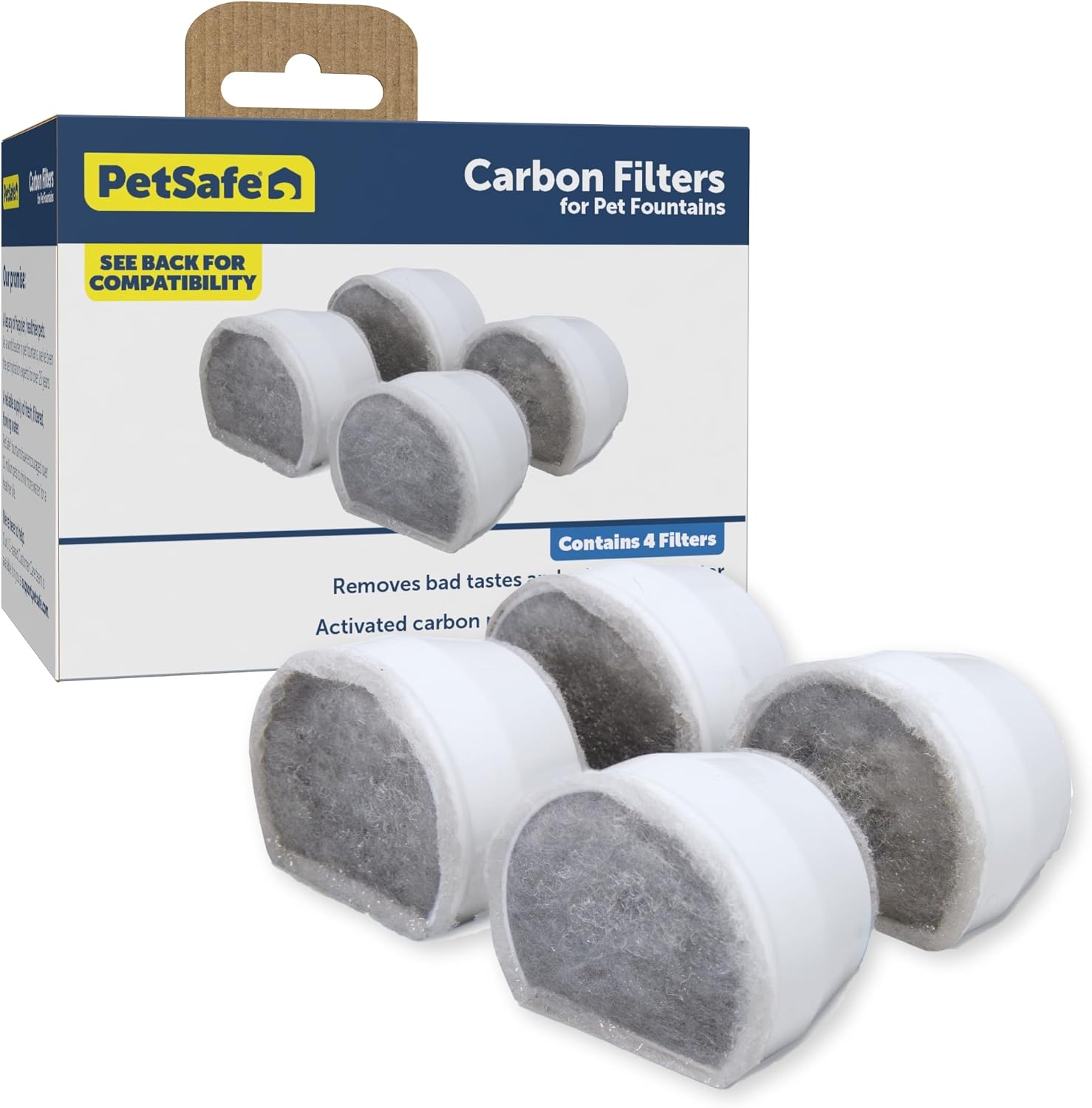 Detalle de Petsafe – Filtre au charbon de rechange pour fontaine Drinkwell Avalon et Pagoda (4 filtres)