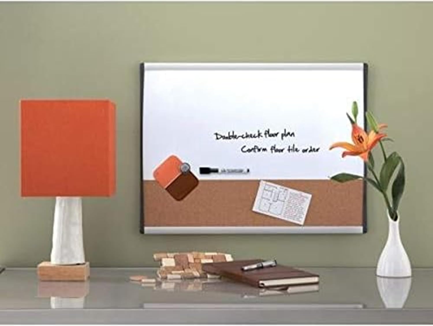 Thumbnail 1 de Nobo Small Magnetic Whiteboard with Cork Notice Board, Arched Frame – 585 x 430 mm