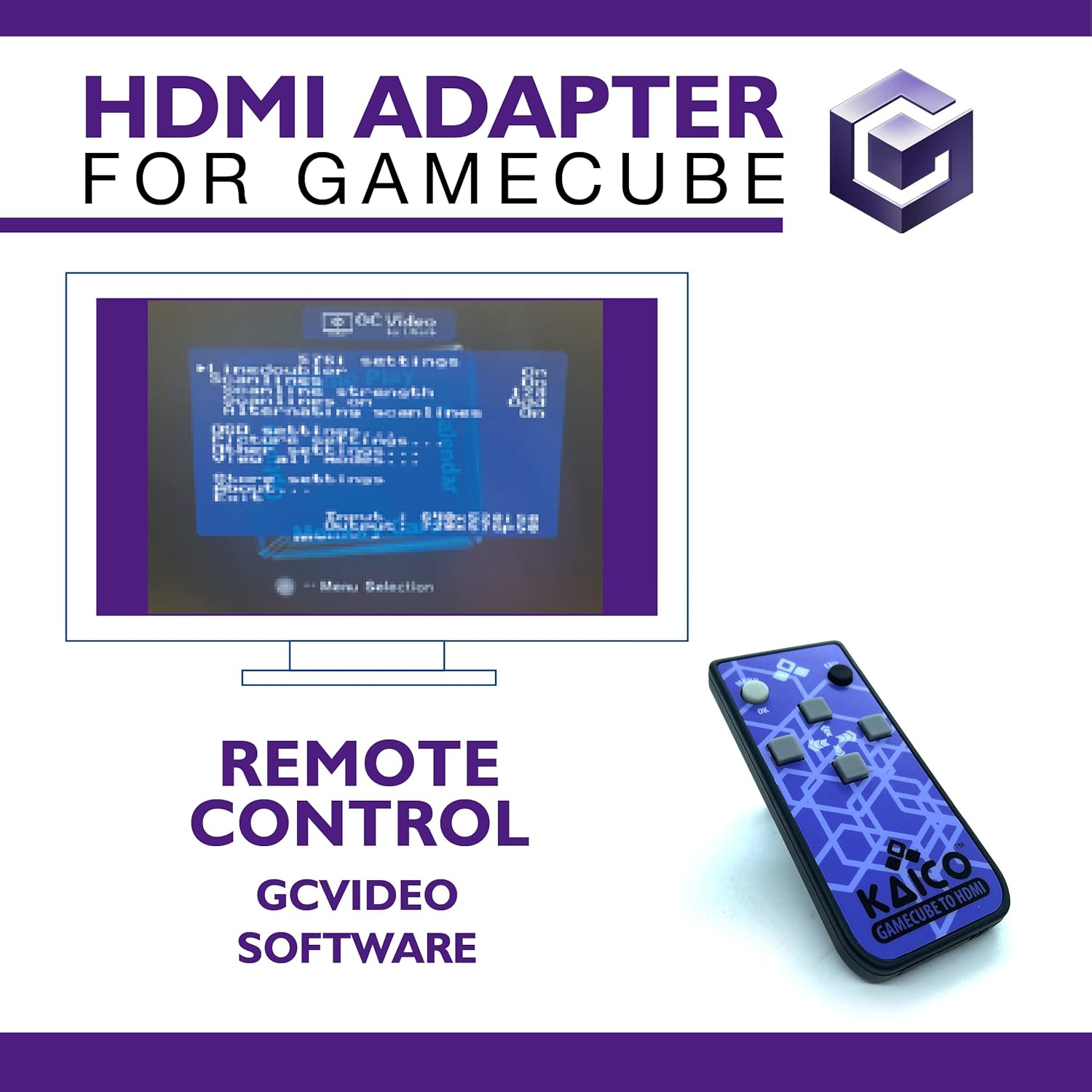 Thumbnail 3 de Kaico Câble adaptateur HDMI GameCube avec GCVideo – doublement de ligne 2X et télécommande