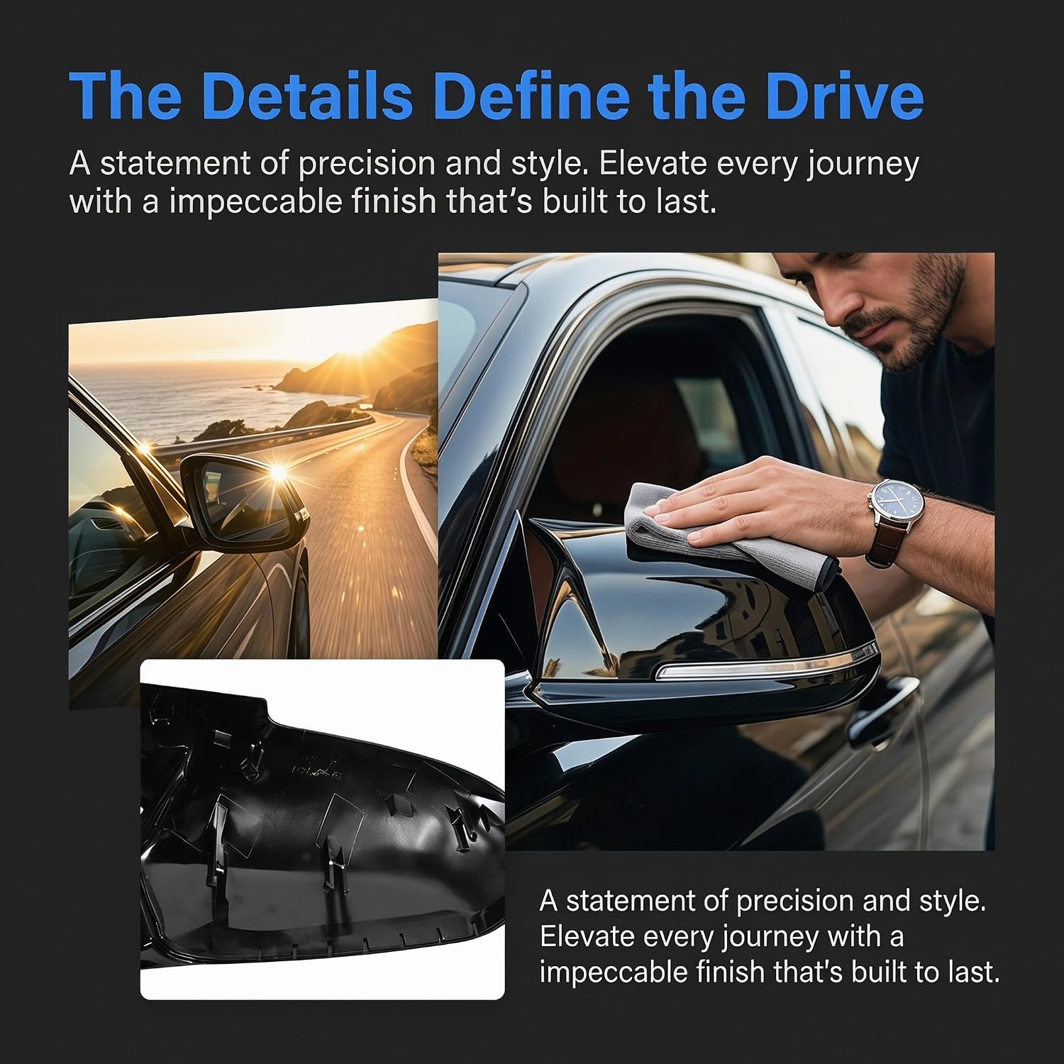 Detalle de Vurixfo Pair Car Wing Mirror Covers Caps for BMW F20–F33, F87 M2, X1 E84 in Glossy Black