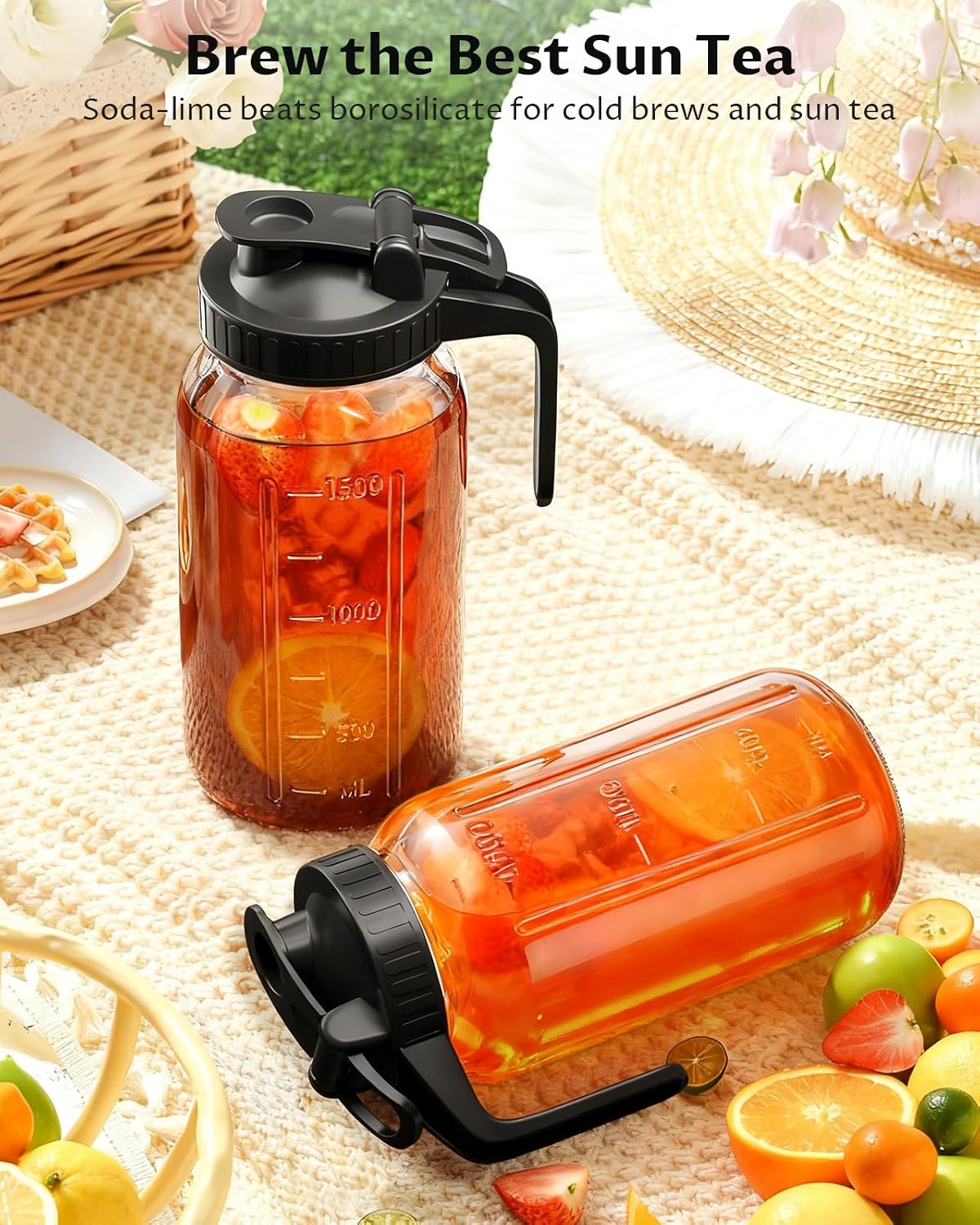 Thumbnail 6 de 64 oz Mason Jar Pitcher – Airtight & Leakproof Glass Pitcher with Lid