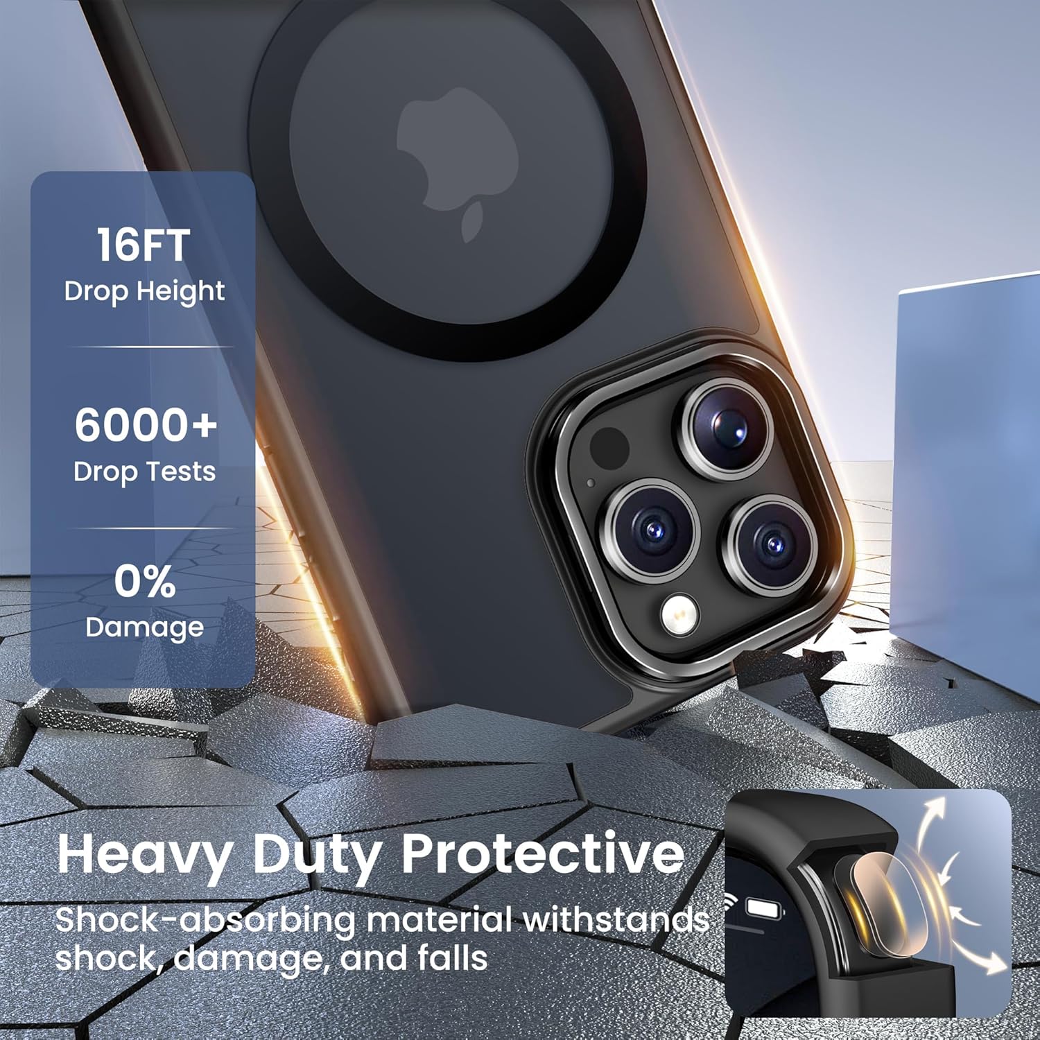 Thumbnail 5 de GolbinBox for iPhone 16 Pro Case (Black/Clear) with MagSafe, Built-in Invisible Stand, Military-Grade Drop Protection