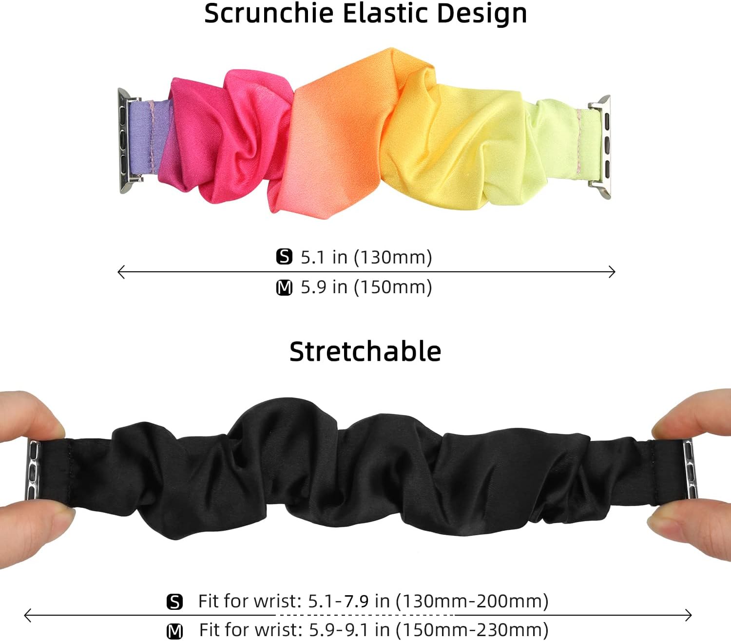 Thumbnail 1 de Meideli 2-Pack Pattern Printed Fabric Wristband Scrunchie for Apple Watch (Compatible with 40/44mm & 41/45mm)