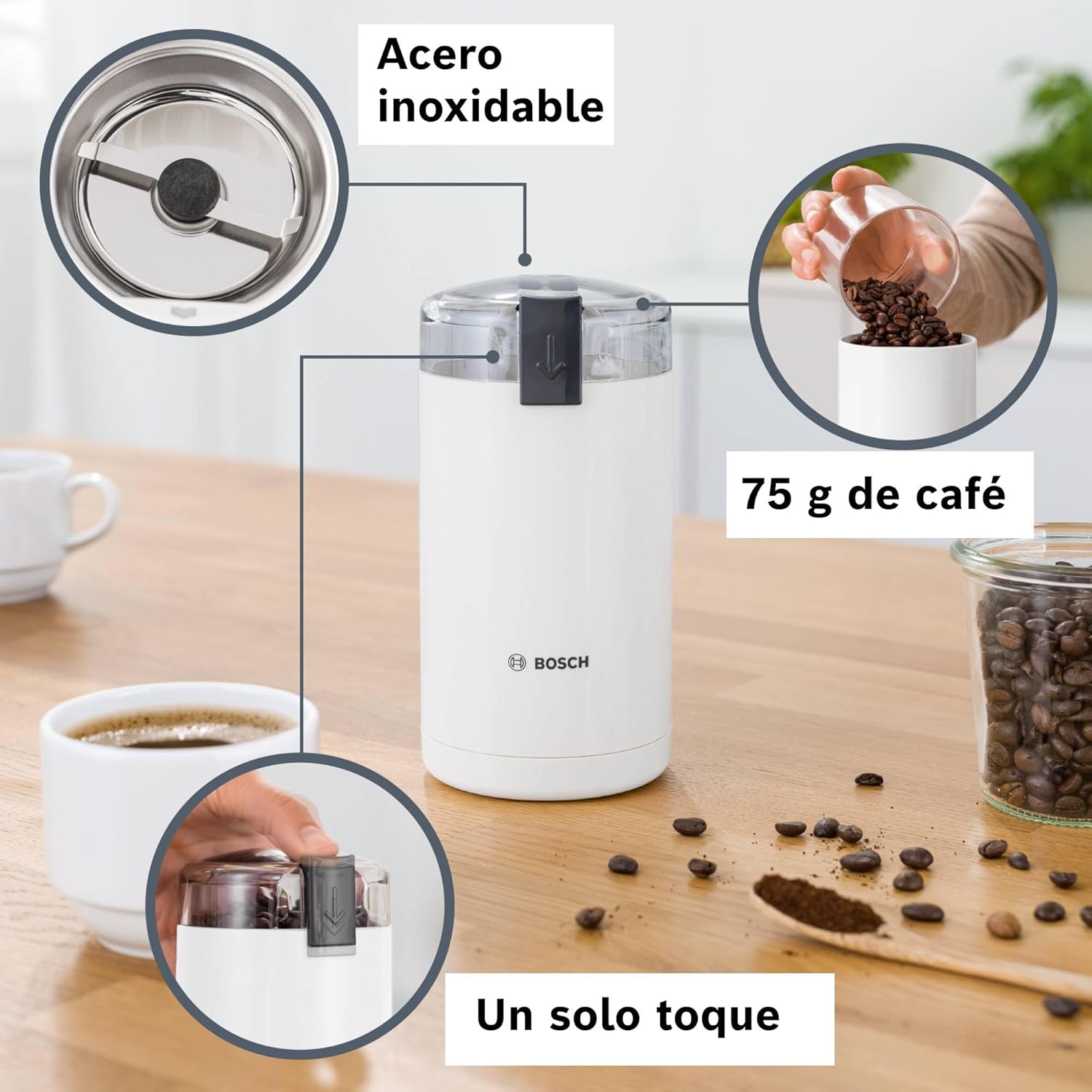 Thumbnail 2 de Bosch Hogar Molinillo de Café Eléctrico Blanco ☕ 180 W