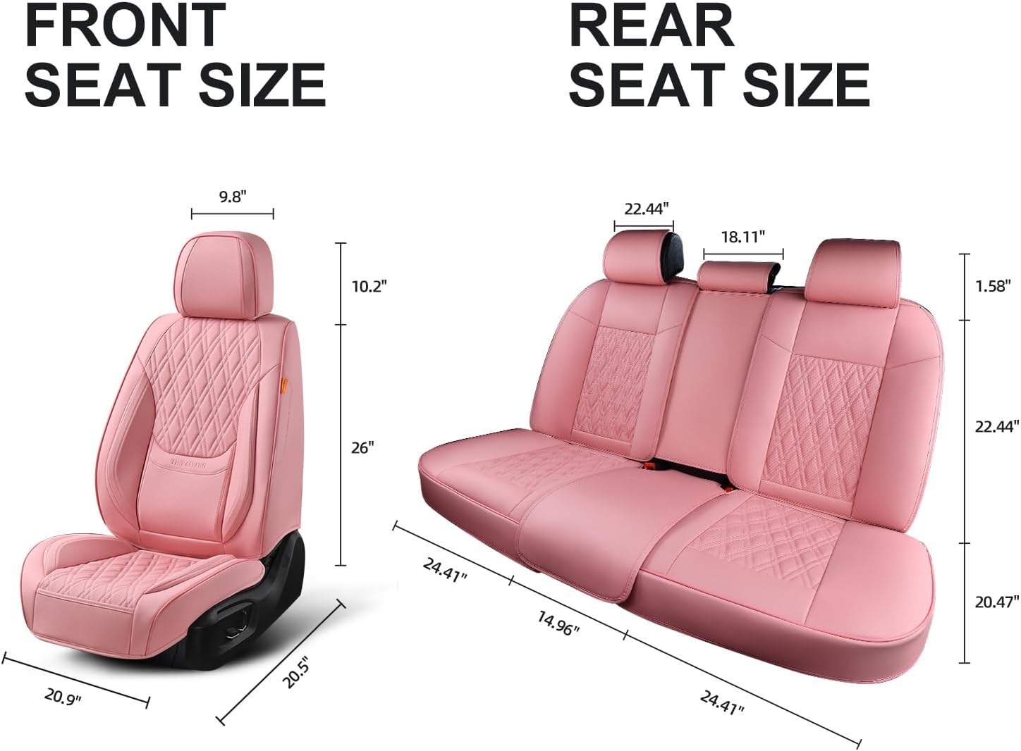 Thumbnail 5 de TINRAIYANG Pink Car Seat Covers Full Set with Removable Memory Headrests