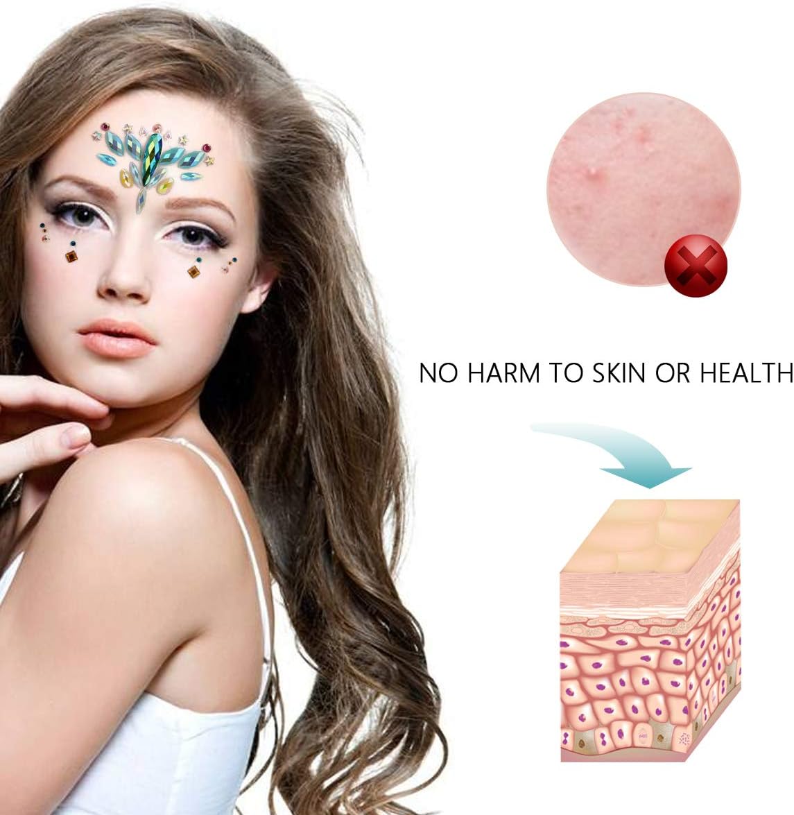 Thumbnail 6 de URAQT Viso Gemme adesive con strass glitter (6 pezzi) per festival e look corpo