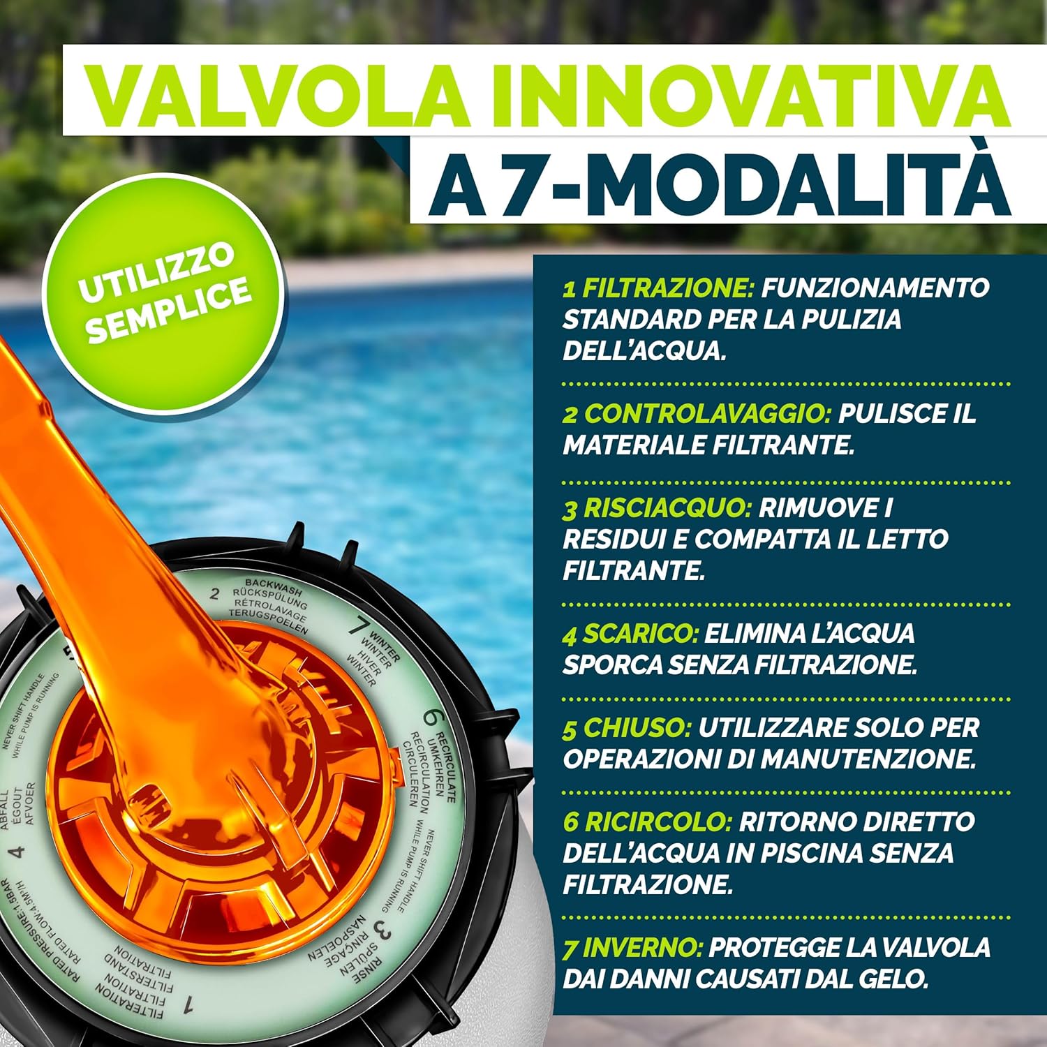 Detalle de Tillvex Pompa Filtro Piscina 13.200 L/h: purificazione a sabbia per vasche fino a 40.000 L