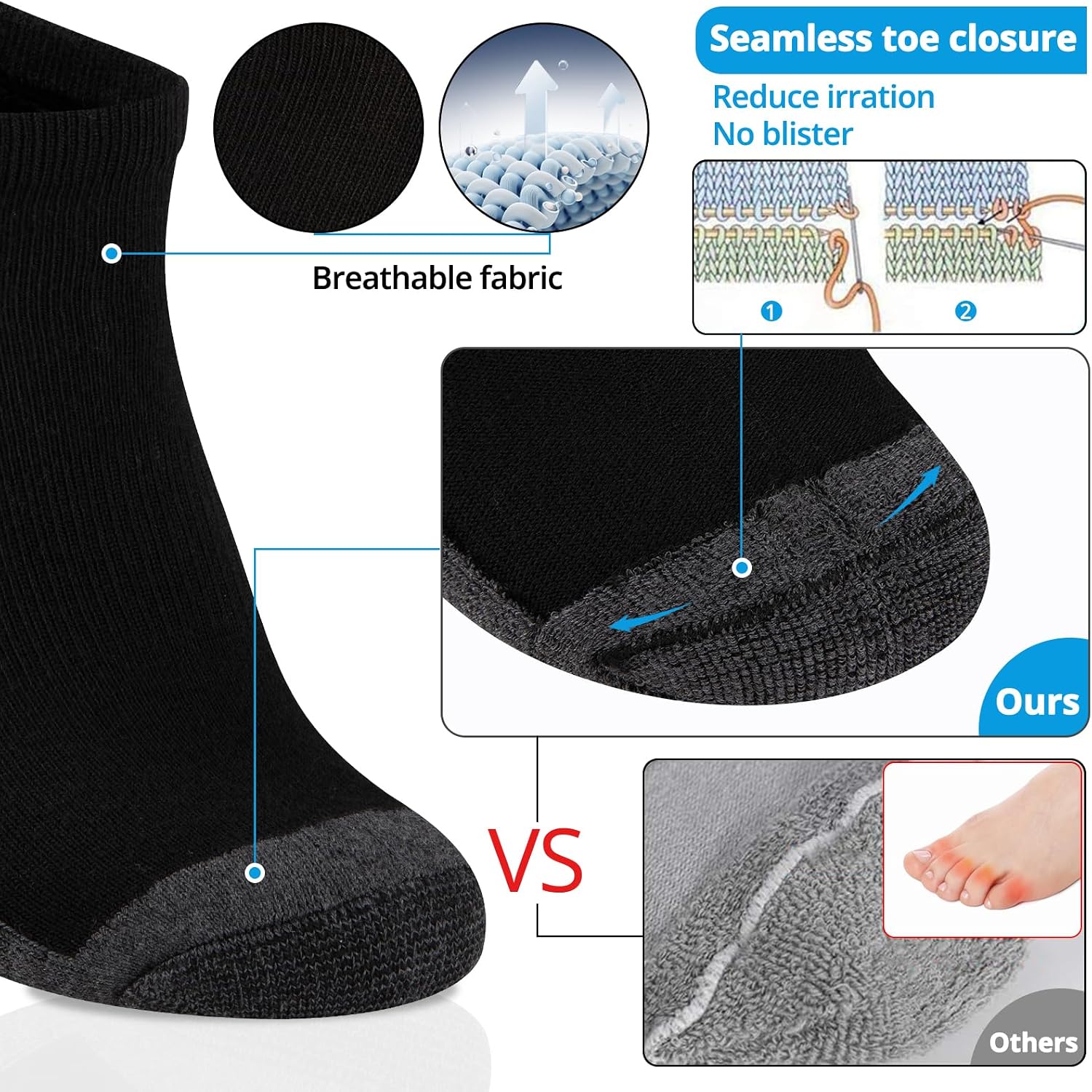 Thumbnail 4 de COOVAN 10 Pairs Mens Ankle Socks Low Cut Cushioned