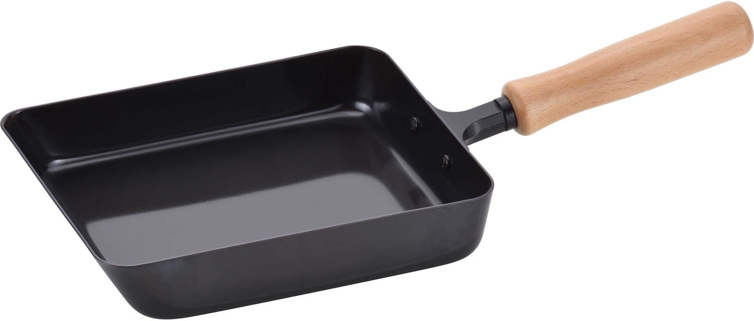 Detalle de 和平フレイズ 千歳 CS-012 鉄製玉子焼き器 9.5×15cm・木柄・IH対応