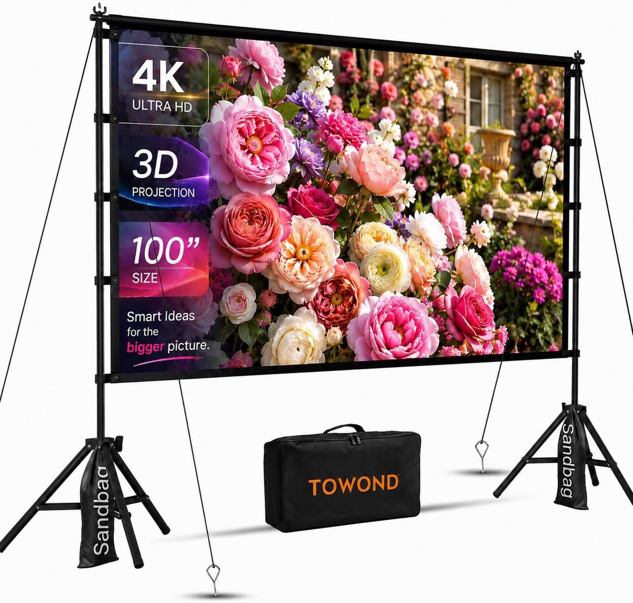 Thumbnail 6 de TOWOND 120-inch Outdoor Projector Screen with Stand (16:9, Foldable, Double-Sided, Carry Bag)