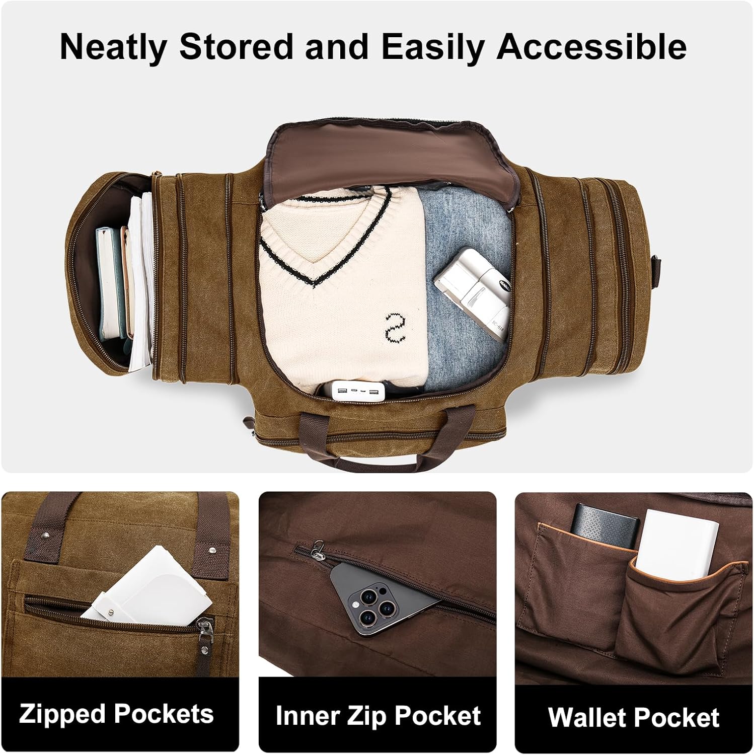 Thumbnail 5 de EKOROMIER 70L Canvas travel holdall