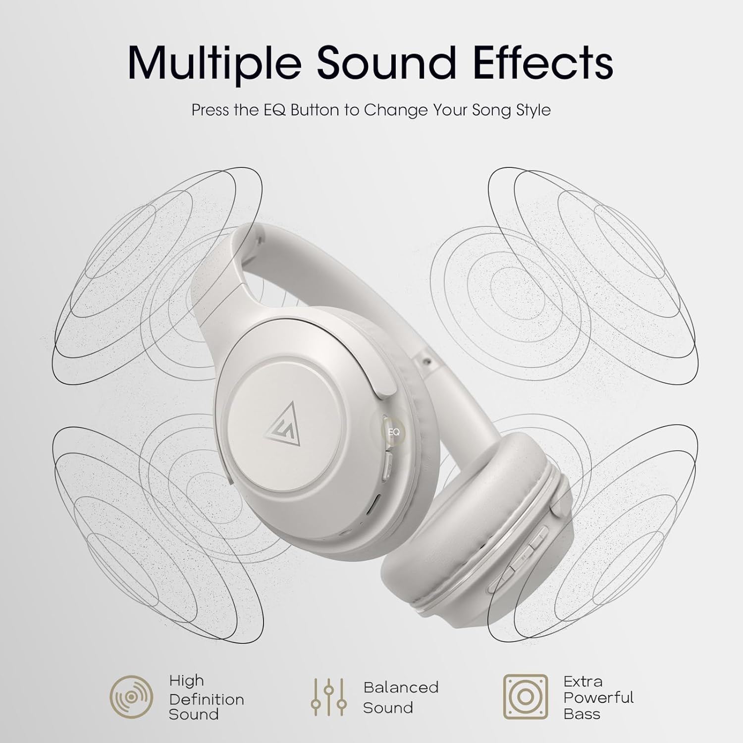 Detalle de DOQAUS Life5 Bluetooth Headphones: Over‑Ear, 70h Playtime, 5.3 Tech, 3 EQ Modes
