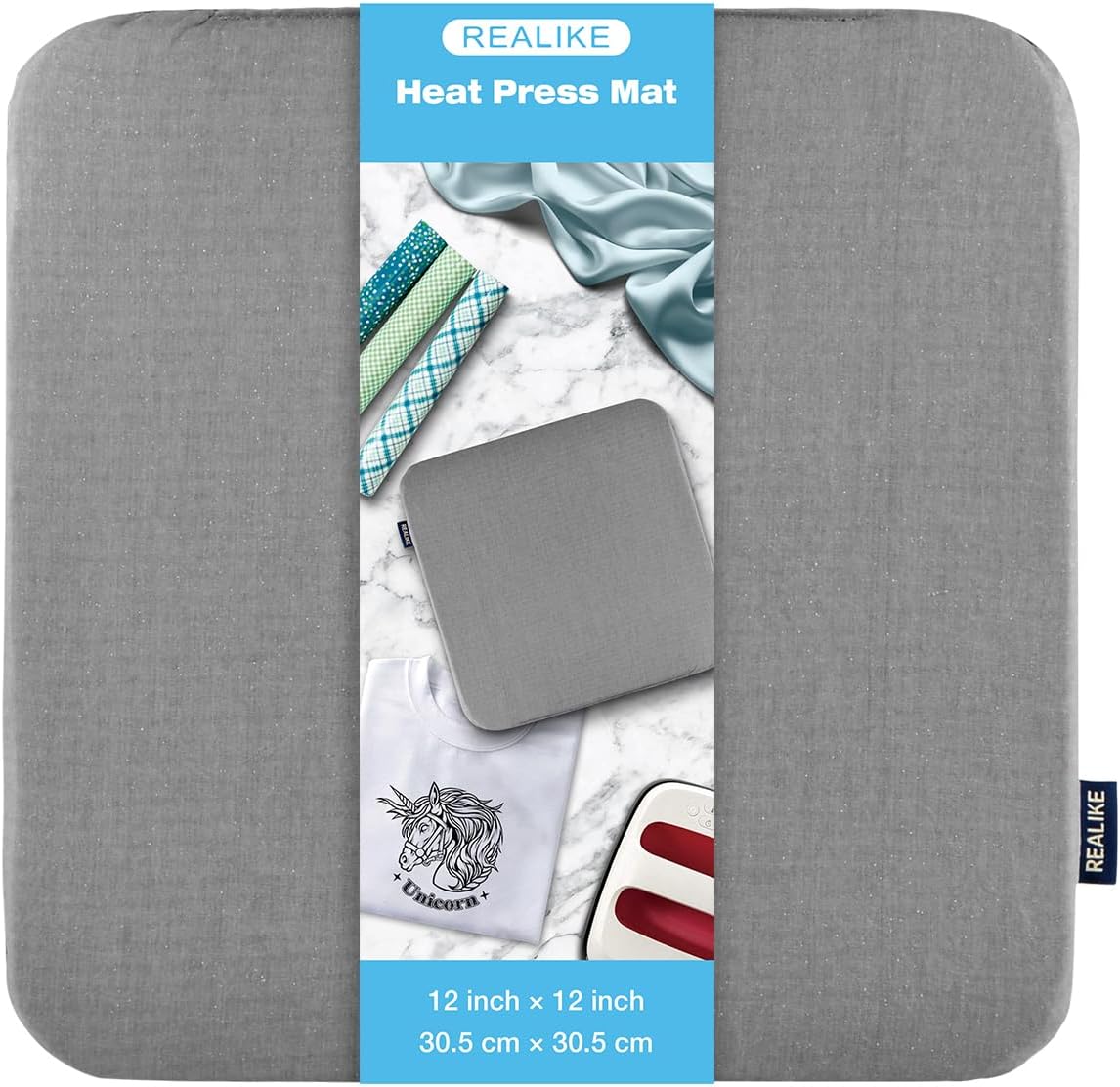 Detalle de REALİKE 12×12インチ ヒートプレスマット、耐熱・防汚仕様の転写用アイロンマット
