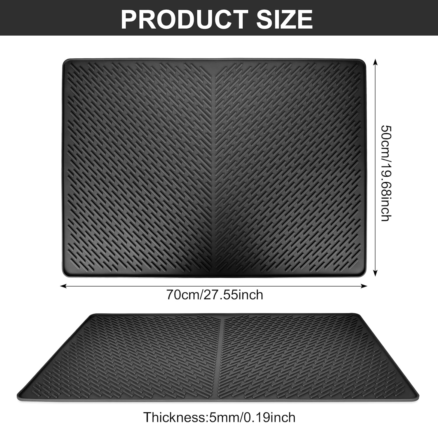 Thumbnail 1 de Silicone Cat Litter Mat, 70x50cm – Non-Slip, Waterproof Litter Trapping Mat in Black