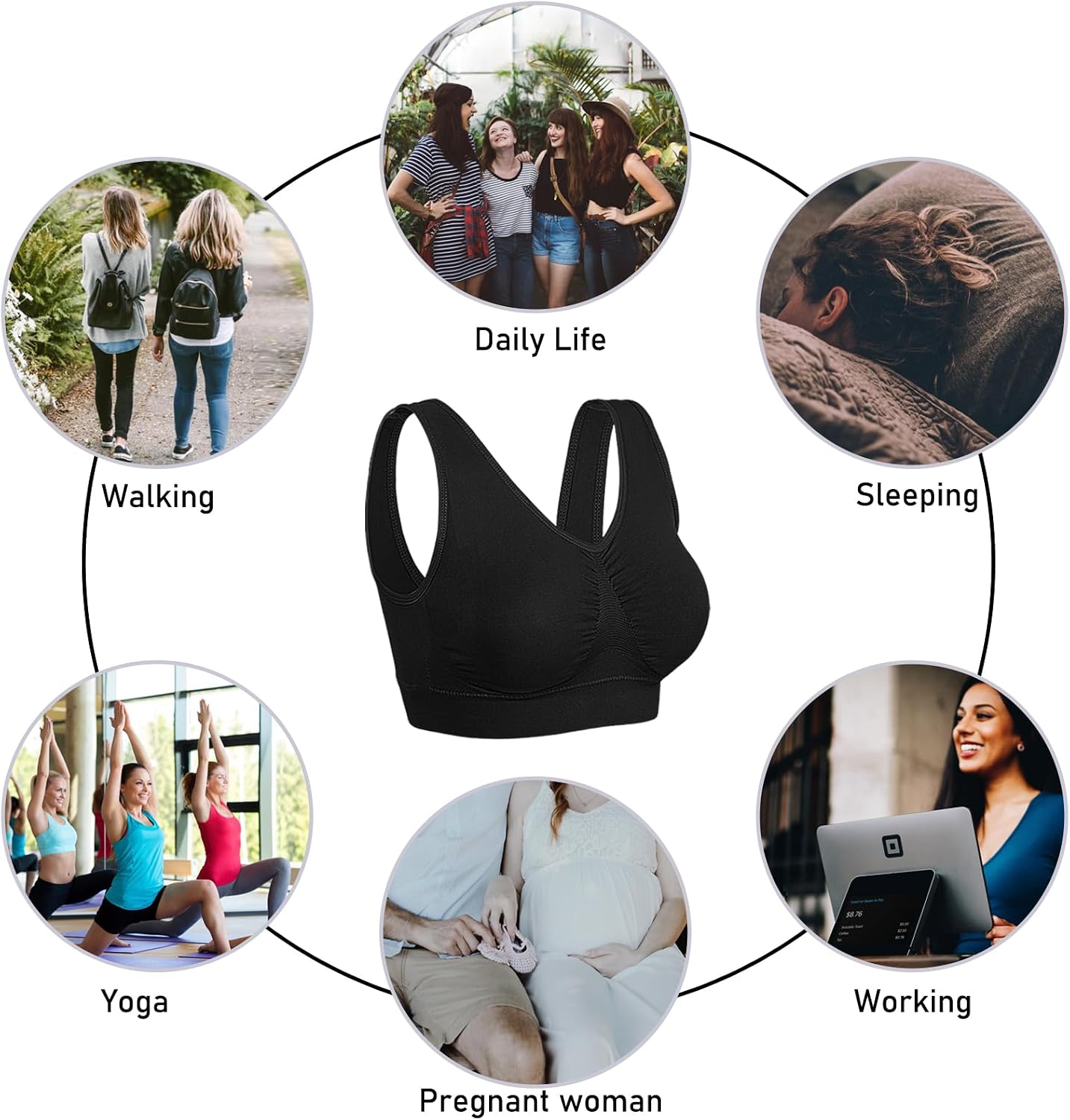 Thumbnail 6 de Onory 3-Pack Wirefree Padded Sports Bras for Women (Medium Support)