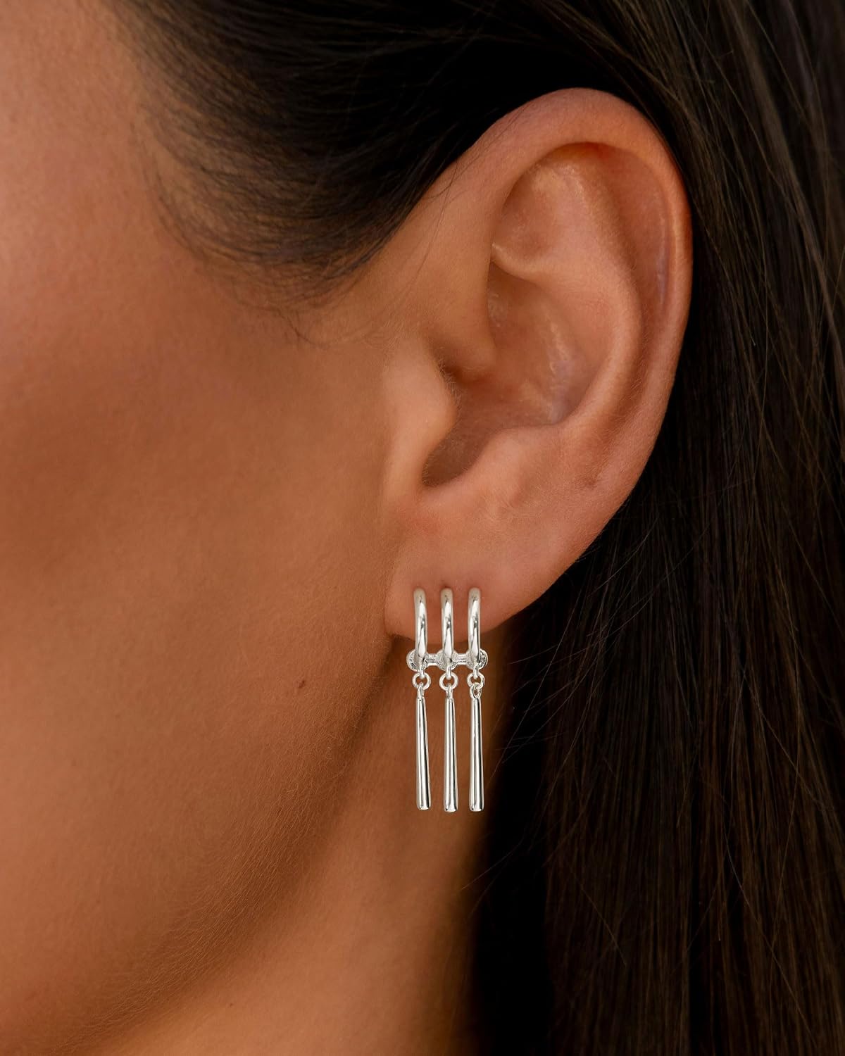 Detalle de HANLI 14K Gold Plated/Silver Triple Dangling Earring Set for Women