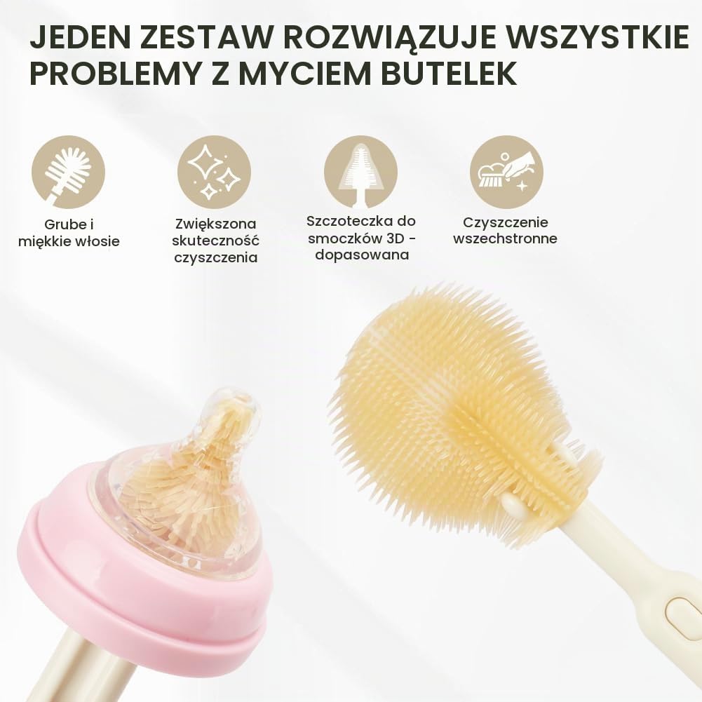 Detalle de Vicloon zestaw szczotek do butelek 6 w 1 z etui i stojakiem do suszenia