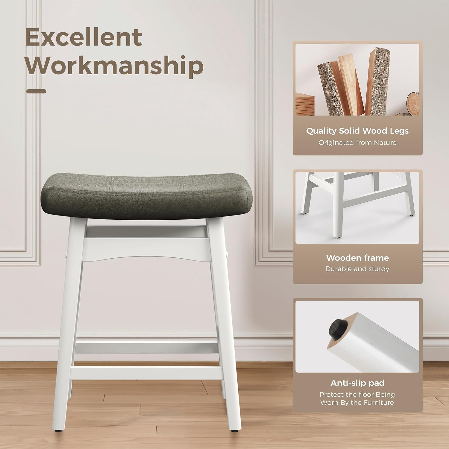 Detalle 1 de MAISON ARTS Counter Height Bar Stools, 24-Inch Seat
