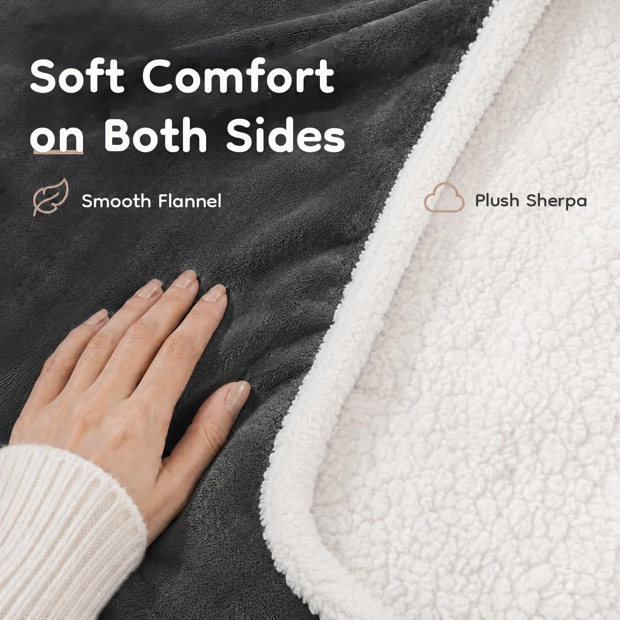 Thumbnail 2 de LaffyLo DPLPQ-SD-BL-FF Electric Heated Blanket, Full Size 72 x 84, Flannel and Sherpa