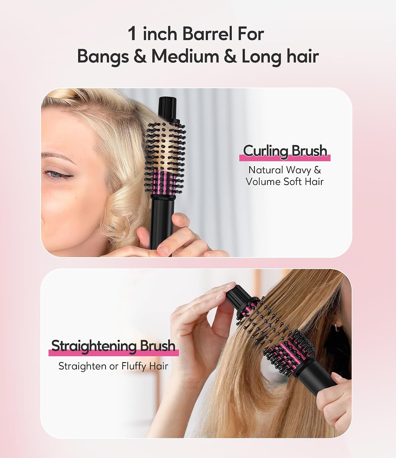 Detalle 2 de FARERY Mini Thermal Brush Heizbare Rundbürste 25 mm – 3 Temperaturstufen (160–200 °C) für Locken & Volumen