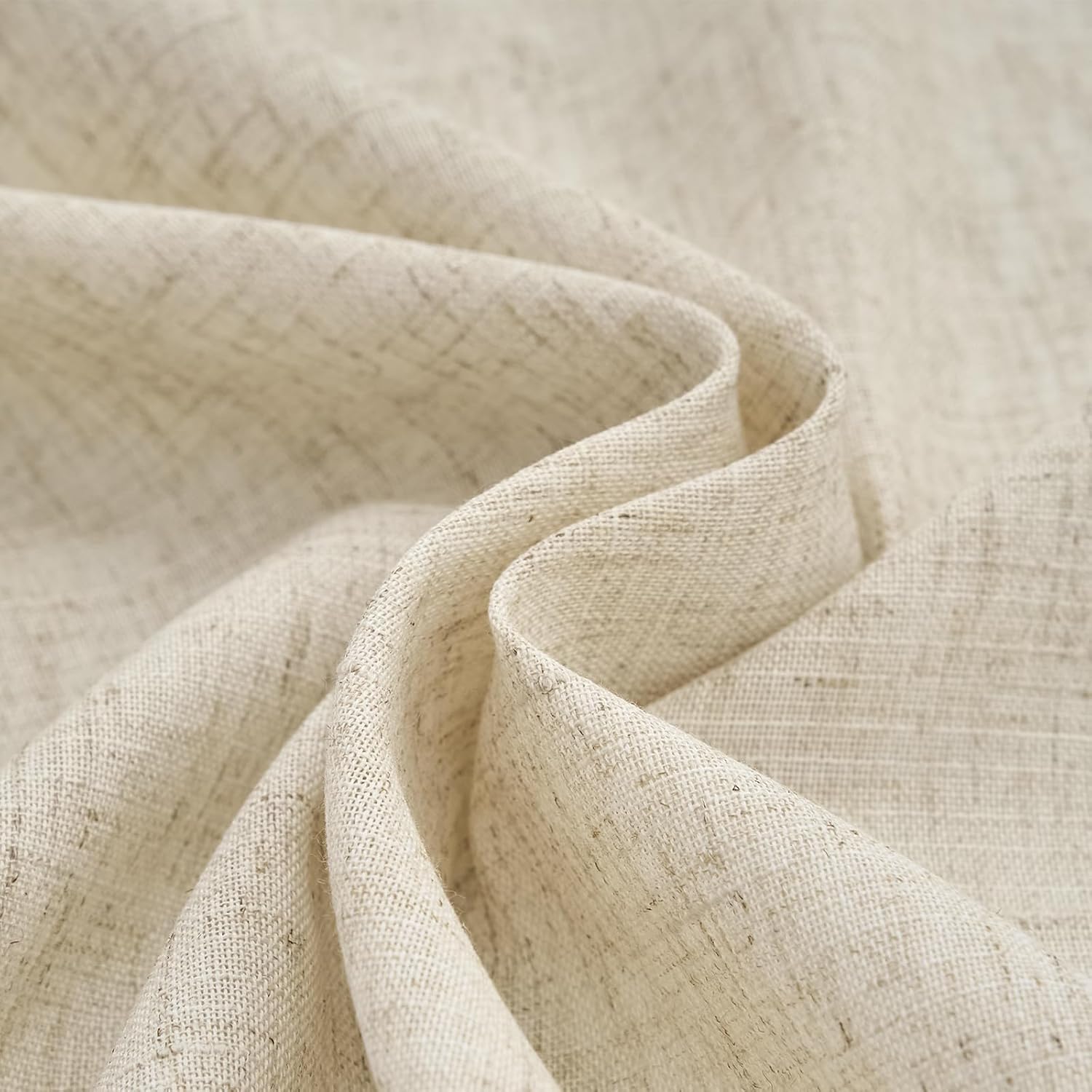 Detalle de TOPICK Rideaux Cuisine Court Brise Bise Beige 65L x 75H cm – 2 panneaux à passe-tringle