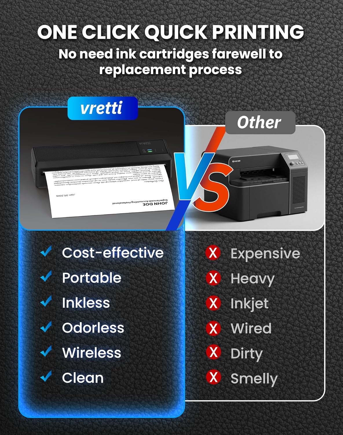 Detalle 1 de vretti Portable Printer Wrieless, P83 Inkless Printer