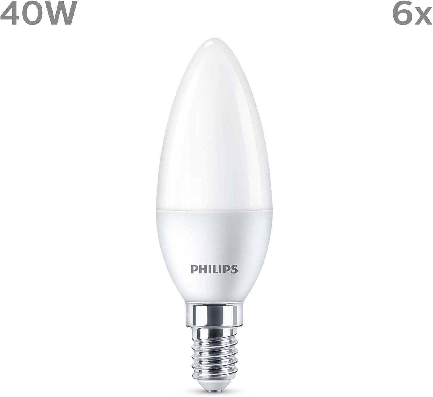 Thumbnail 1 de Philips LED E14 Candela – confezione da 6 lampadine, equivalente a 40 W, luce bianca calda 2700K