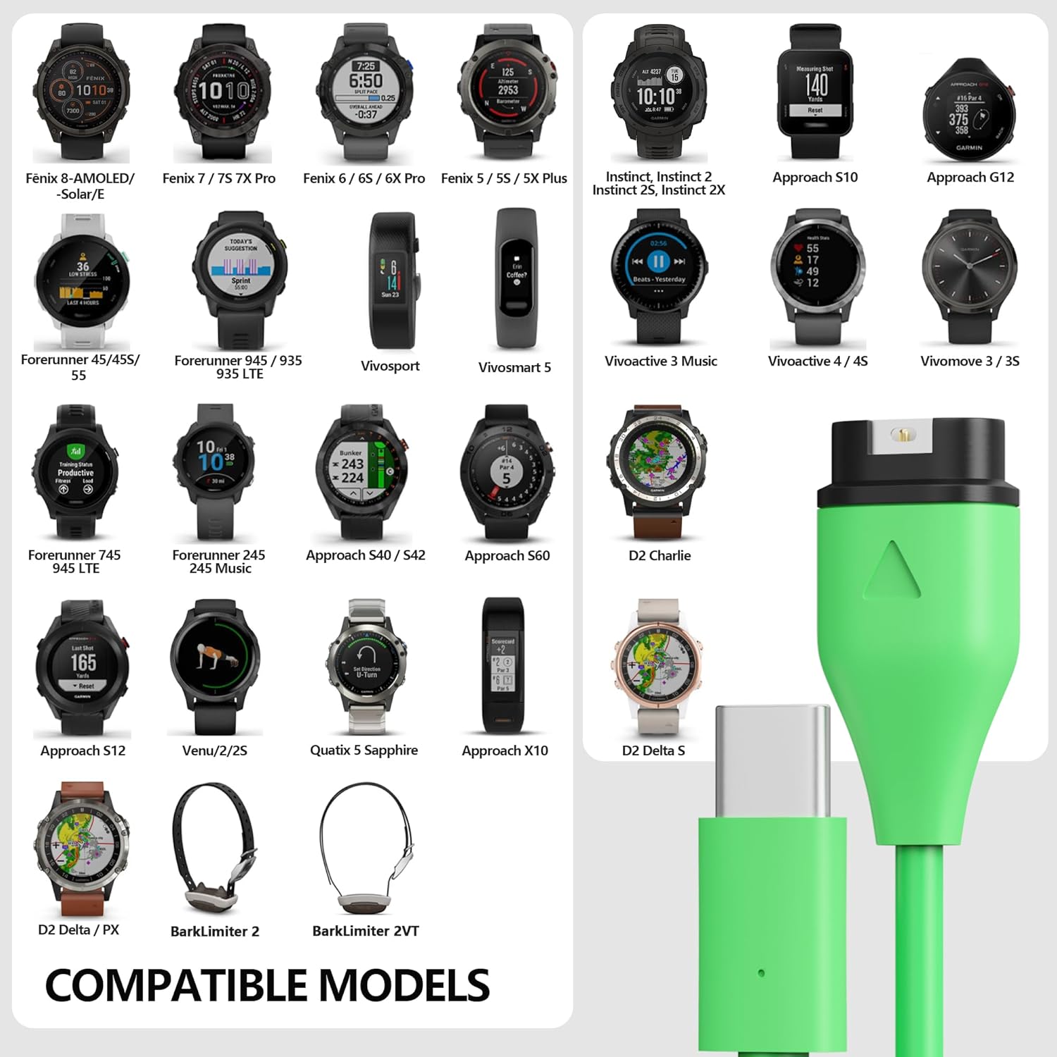 Thumbnail 1 de AWINNER Garmin Watch Charger Cable 2 Pack