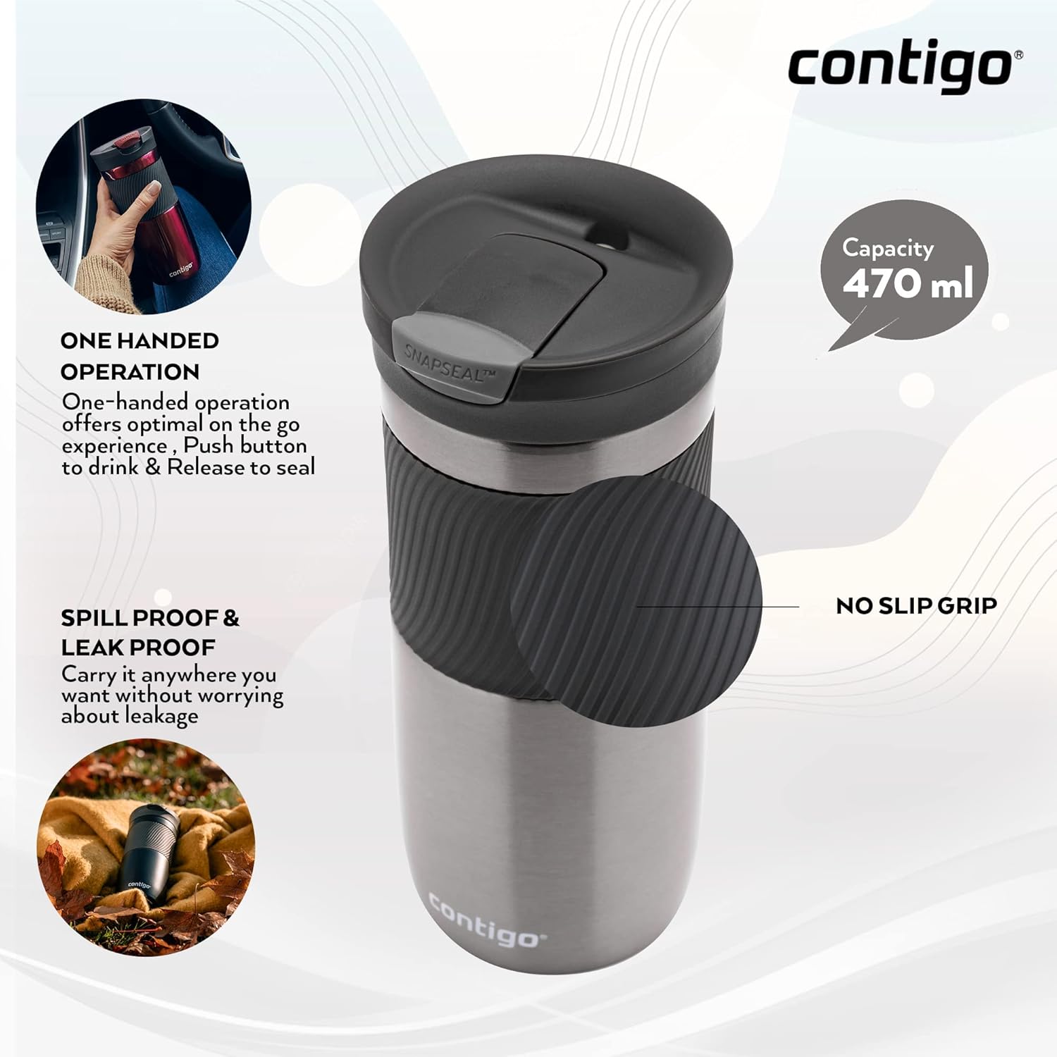 Thumbnail 2 de Contigo Byron Snapseal Vaso Térmico Antigoteo Inox