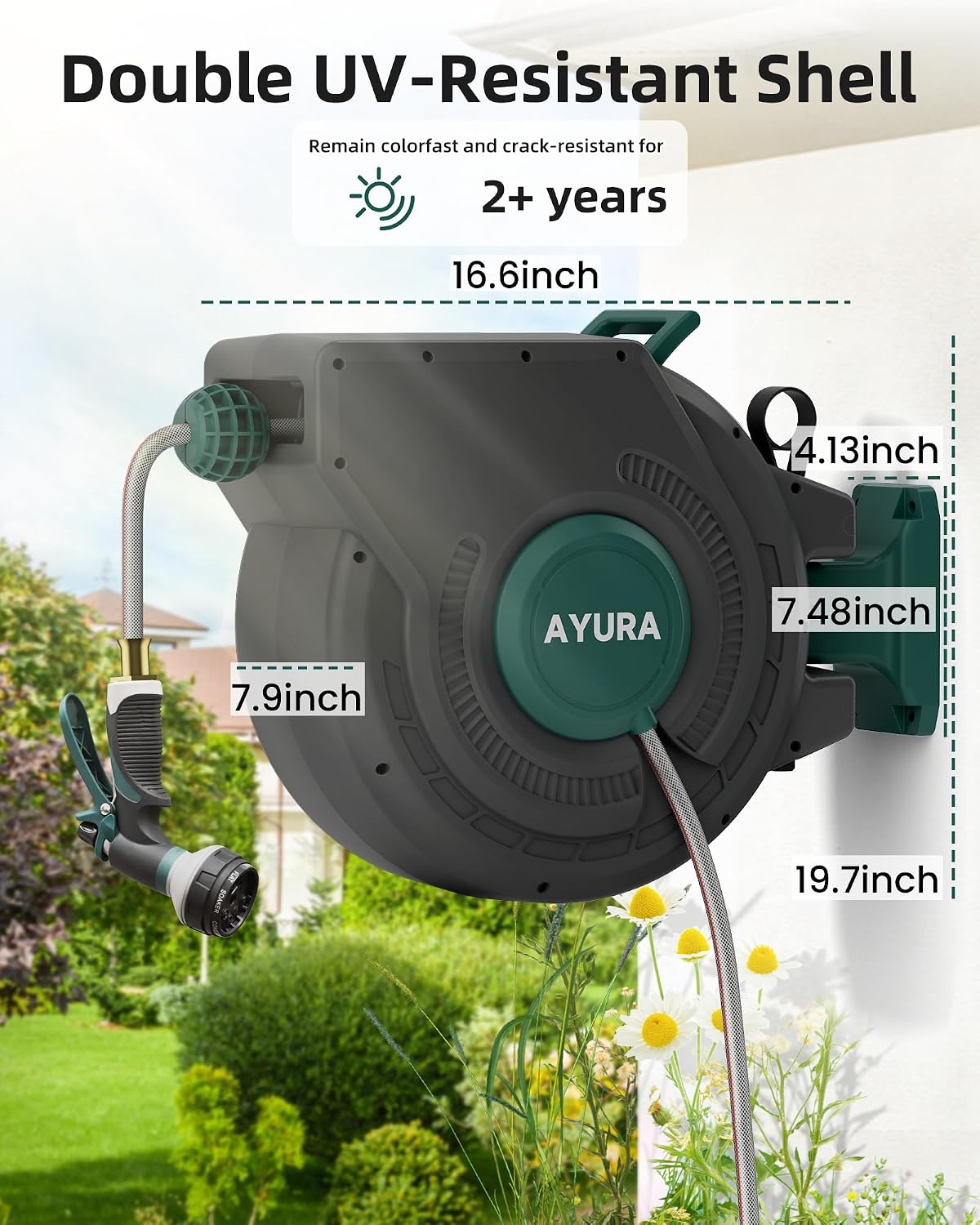 Thumbnail 6 de AYURA Retractable Garden Hose Reel 100 ft